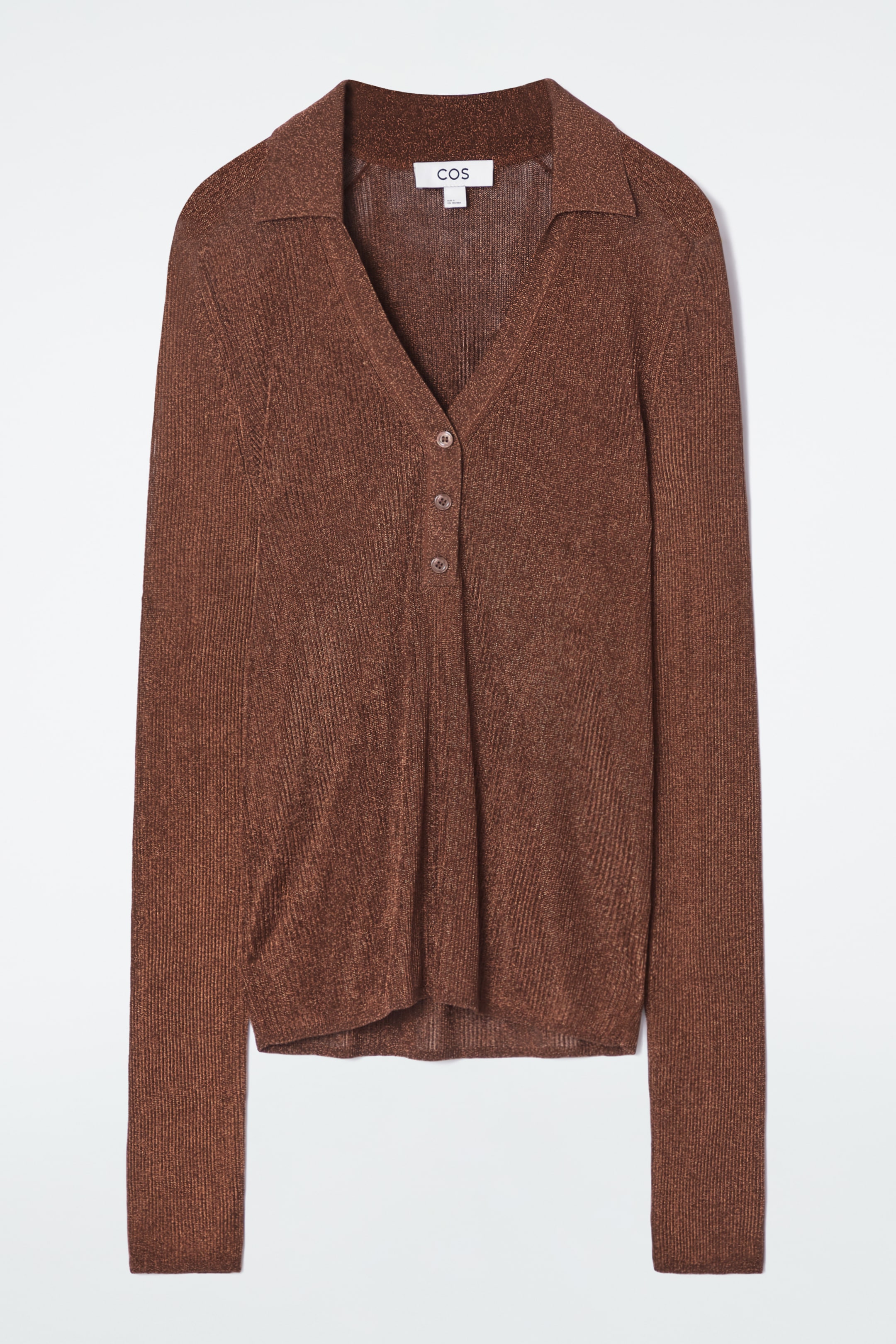 View larger image: SPARKLY RIBBED-KNIT POLO SHIRT - MAHOGANY - Ladies | H&M GB 6