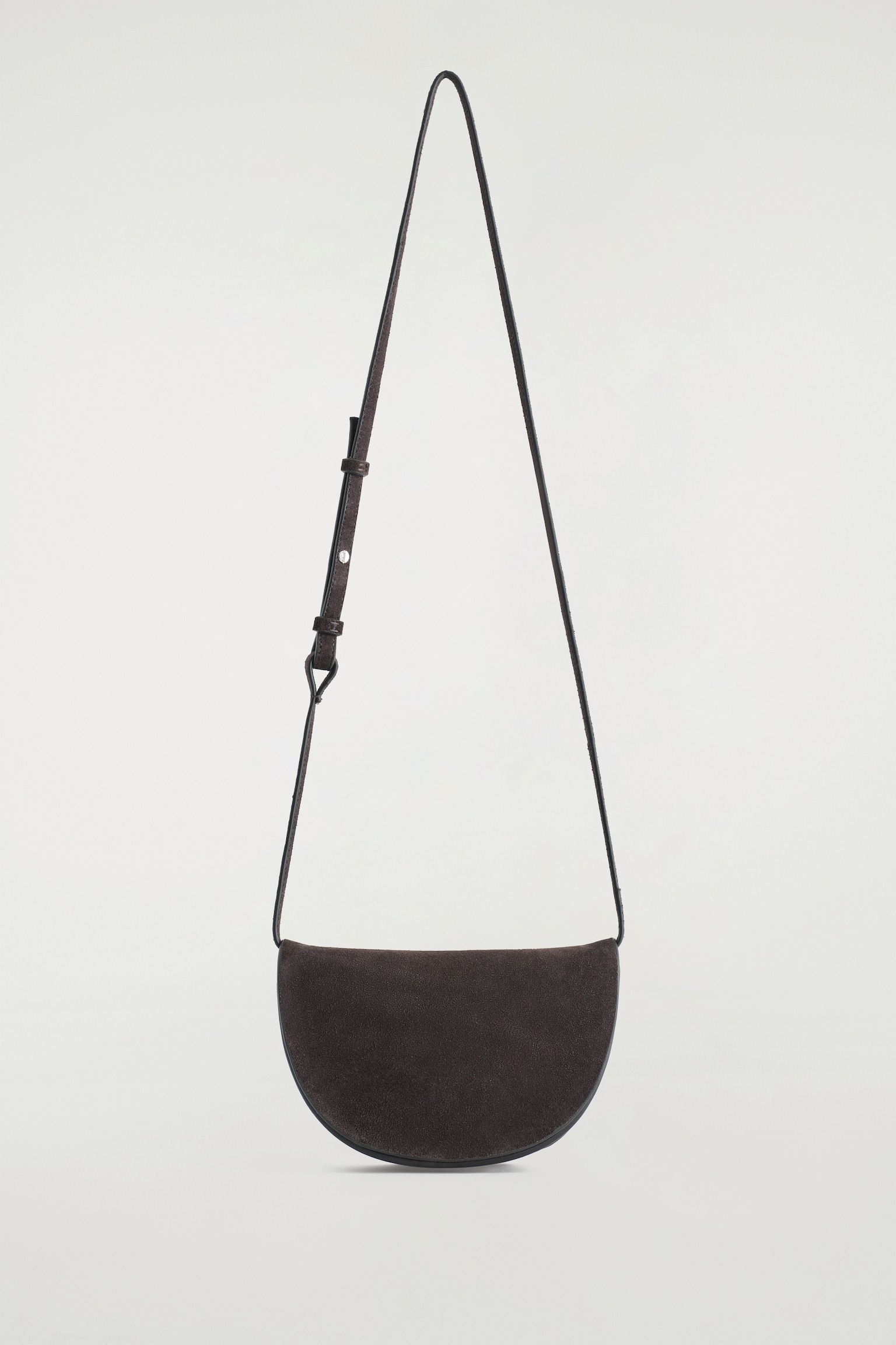 CURVED CROSSBODY BAG - SUEDE - DARK BROWN - 2