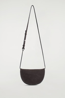 CURVED CROSSBODY BAG - SUEDE — DARK BROWN 3
