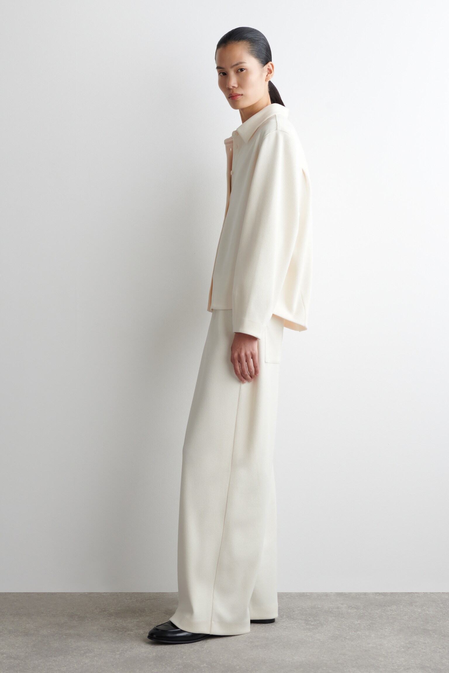 ŠIROKÉ KORDOVÉ NOHAVICE - BIELA/TMAVOHNEDÁ - 5