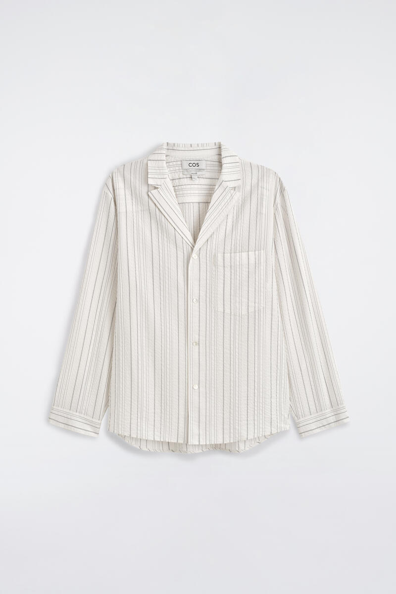 Striped Textured Camp-Collar Shirt