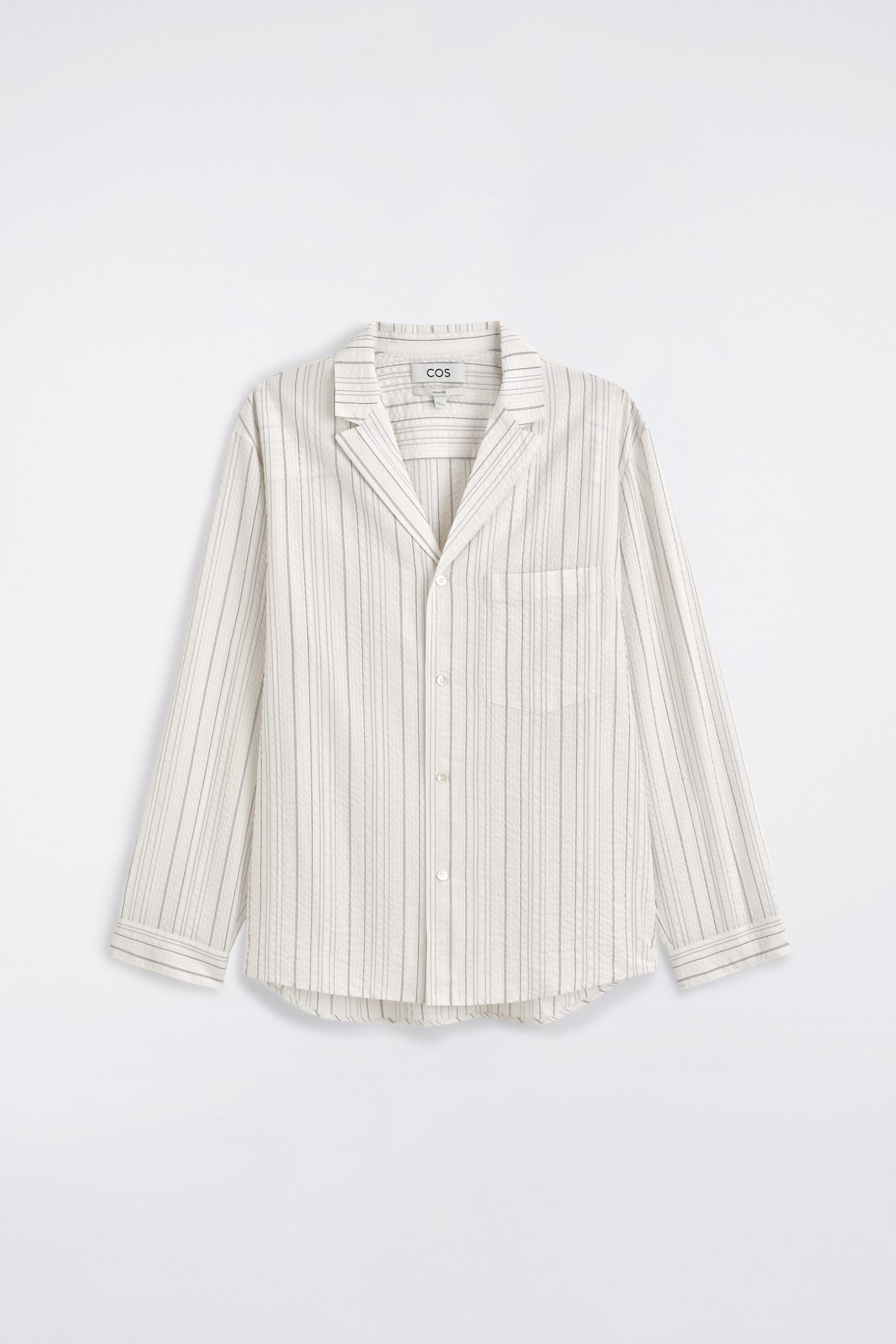 CAMICIA A RIGHE TESTURIZZATA CON COLLETTO APERTO
