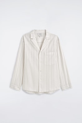 STRIPED TEXTURED CAMP-COLLAR SHIRT — WHITE / STRIPED 11