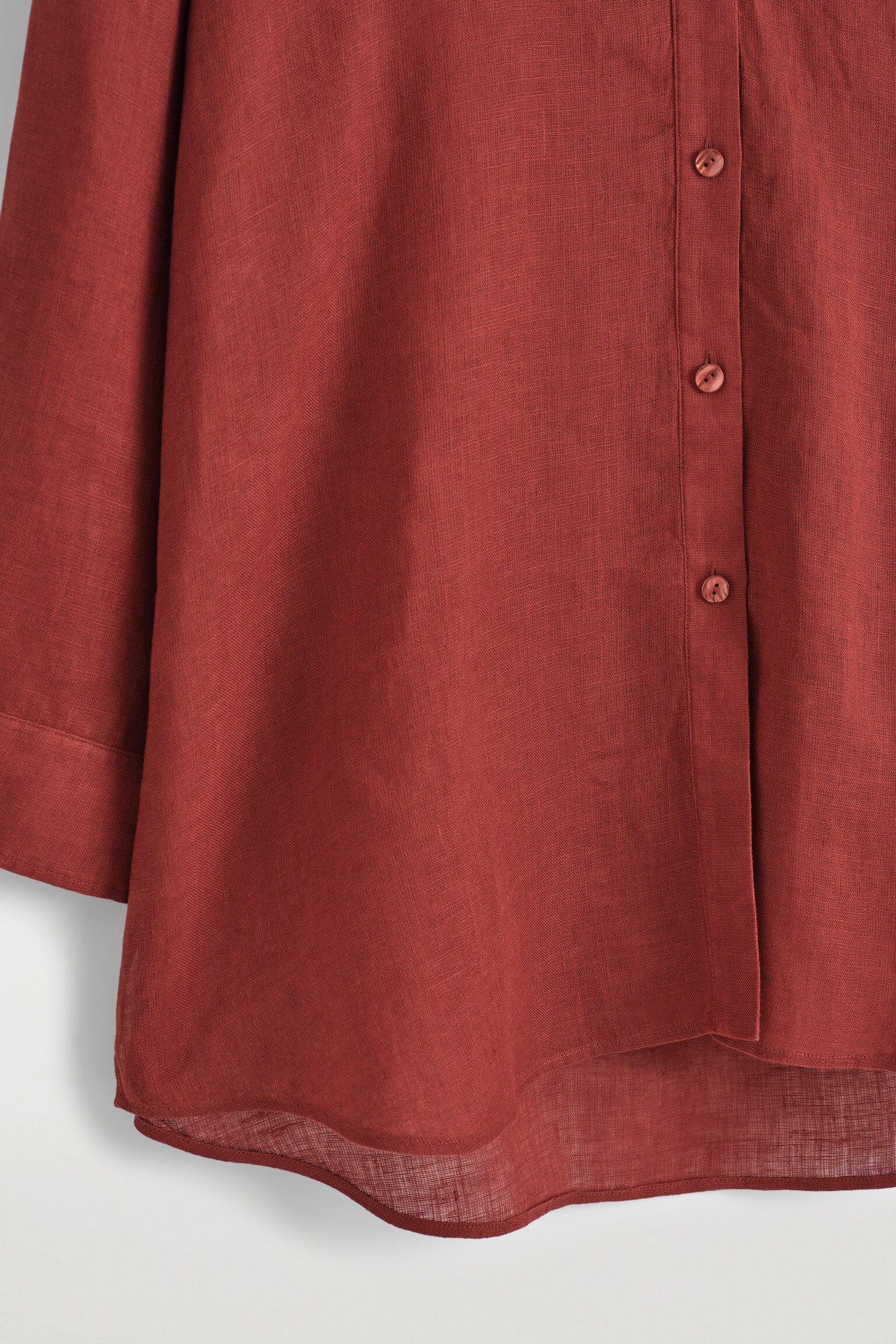 CAMICIA OVERSIZE CON SCOLLO A V IN LINO - ROSSO/BIANCO - 5
