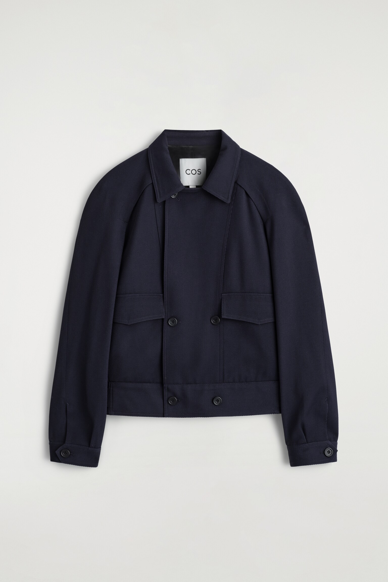 CHAQUETA DE MEZCLA DE LANA DE BOTONADURA CRUZADA - AZUL MARINO - 2