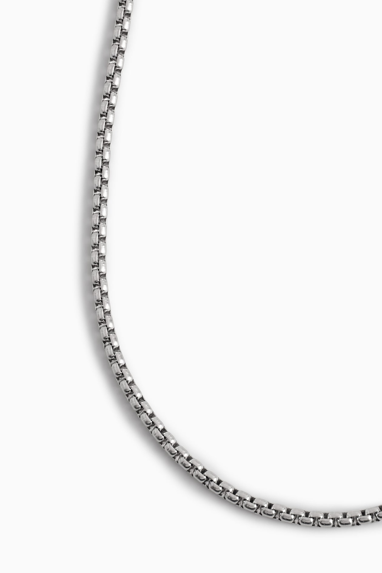 BOX-CHAIN NECKLACE — SILVER
