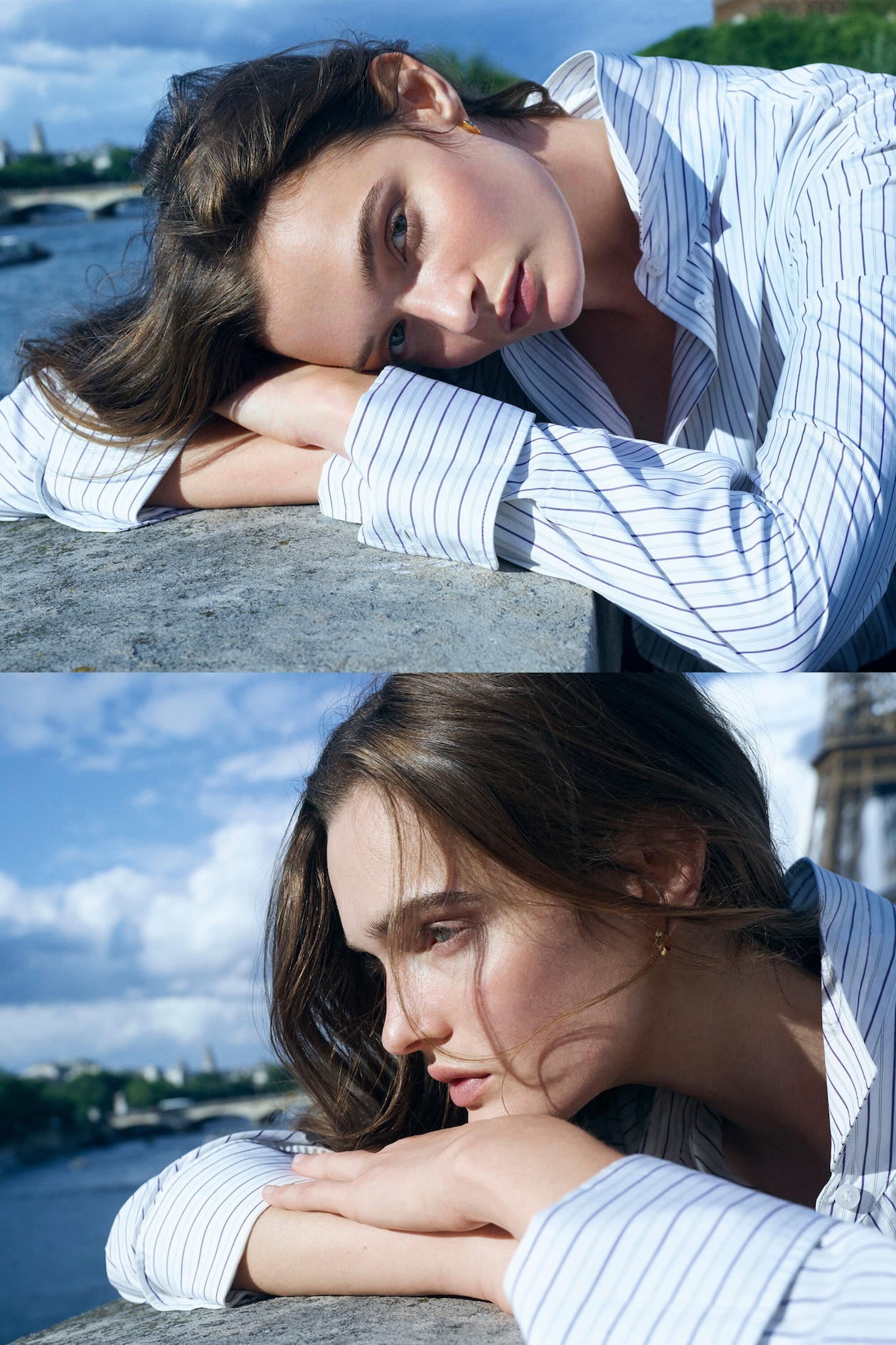 STRIPED SILK SCARF — PURPLE / STRIPED