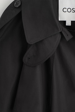 mock-NECK COTTON TRENCH COAT — BLACK 8