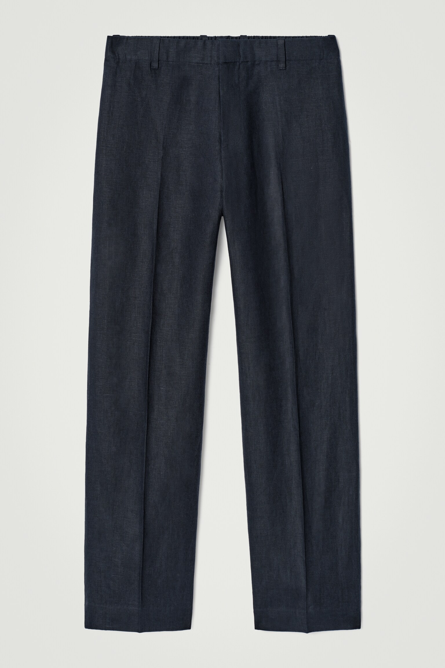PANTALONES RECTOS DE LINO ELÁSTICOS - AZUL MARINO/MARRÓN - 1