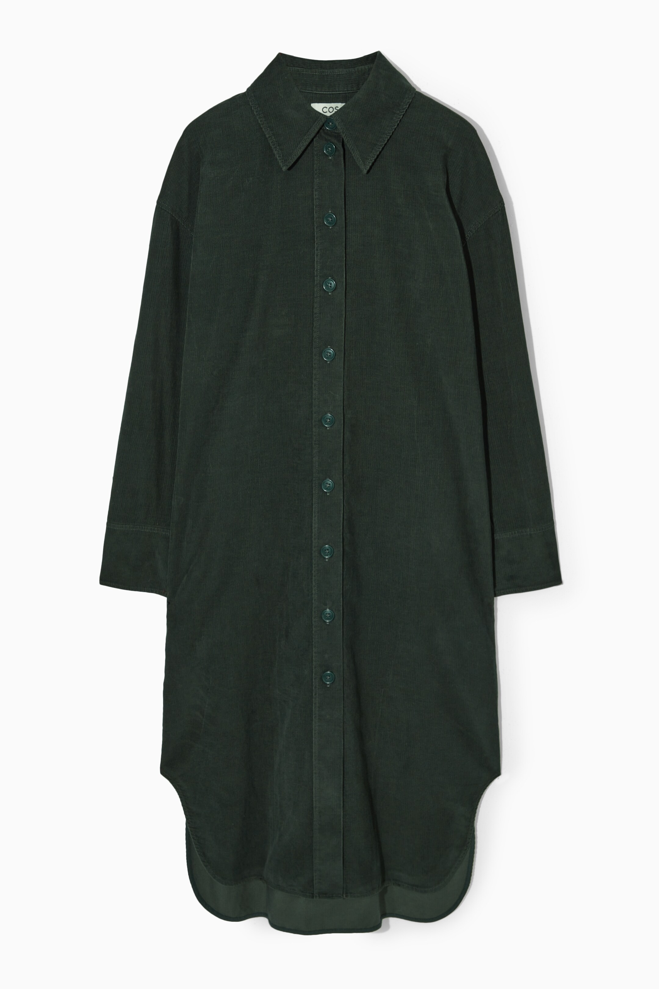 Grösseres Bild ansehen: HEMDBLUSENKLEID AUS CORD IN MIDILÄNGE - Dunkelgrün - DAMEN | H&M CH 1