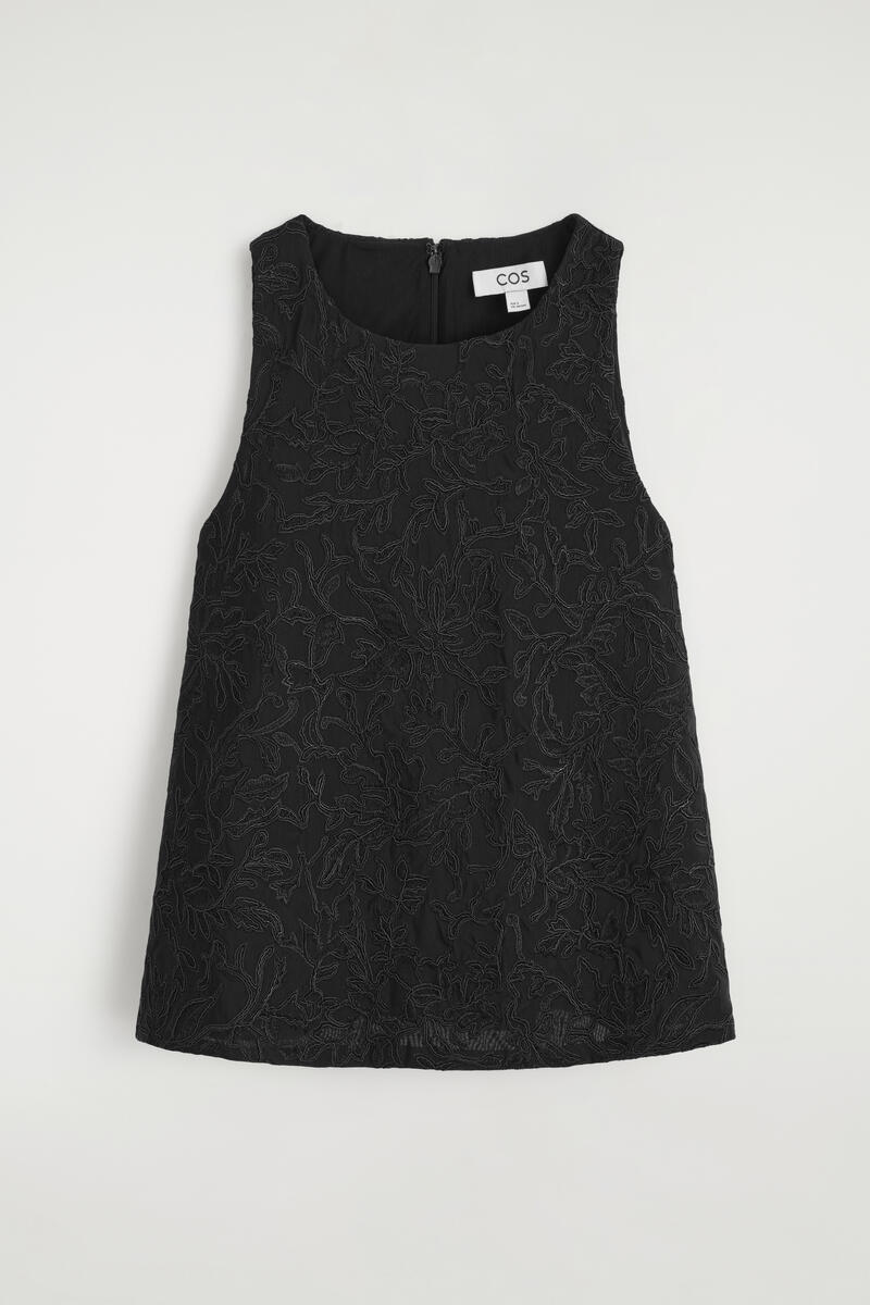 Embroidered Mesh Top