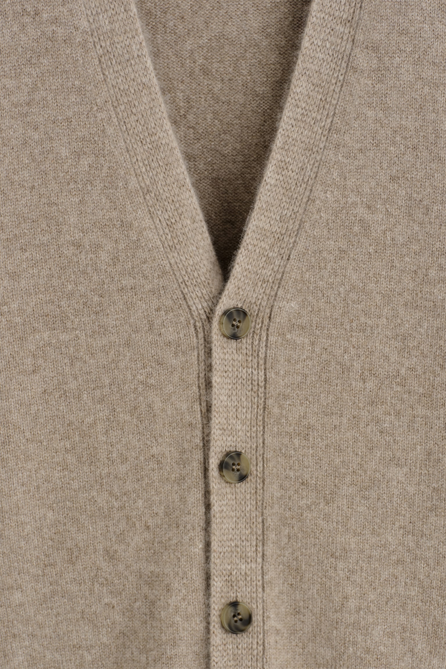 CARDIGAN IN CASHMERE CON SCOLLO A V - CHIARO NON TINTO/BLU NAVY - 4