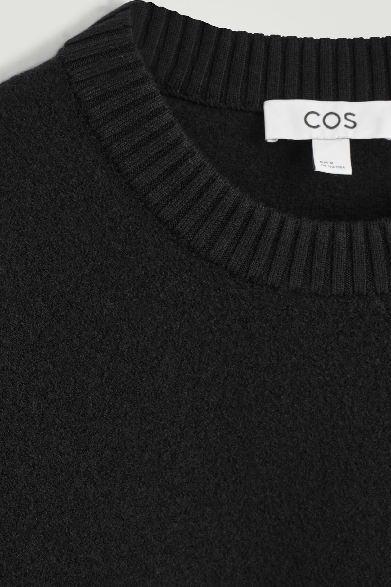 BOILED MERINO WOOL CREW-NECK SWEATER — BLACK