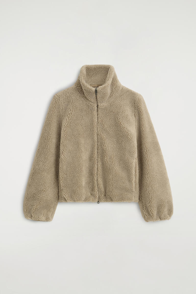 Funnel-Neck Teddy Jacket