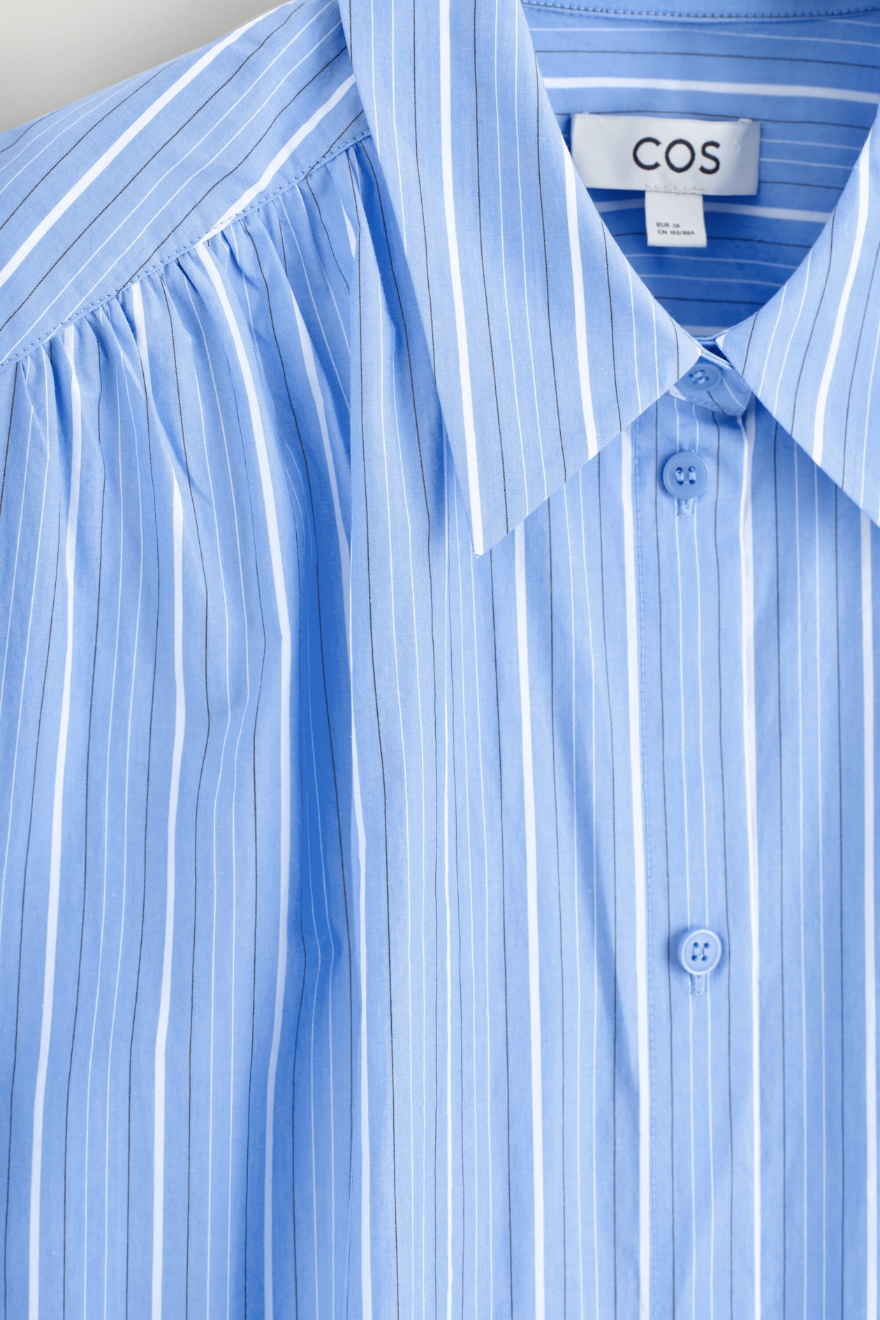 COS Women's Striped Short-Sleeve Shirt Dress in Blue | Cotton | Size: 10