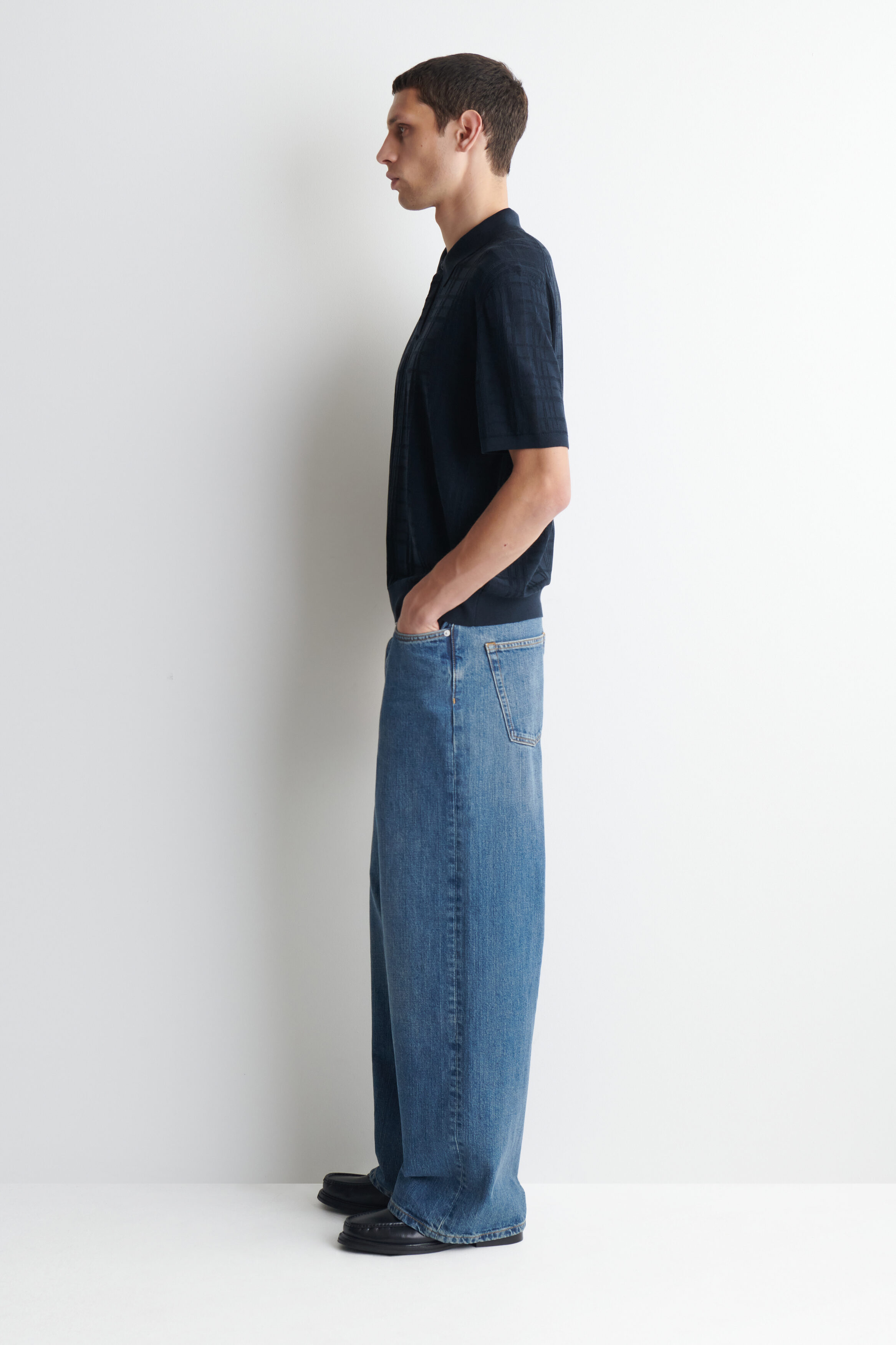 CHECKED JACQUARD-KNIT POLO SHIRT - thumbnail 3
