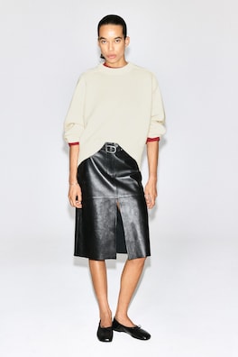 ROUNDED WOOL CREW-NECK SWEATER — CREAM 3