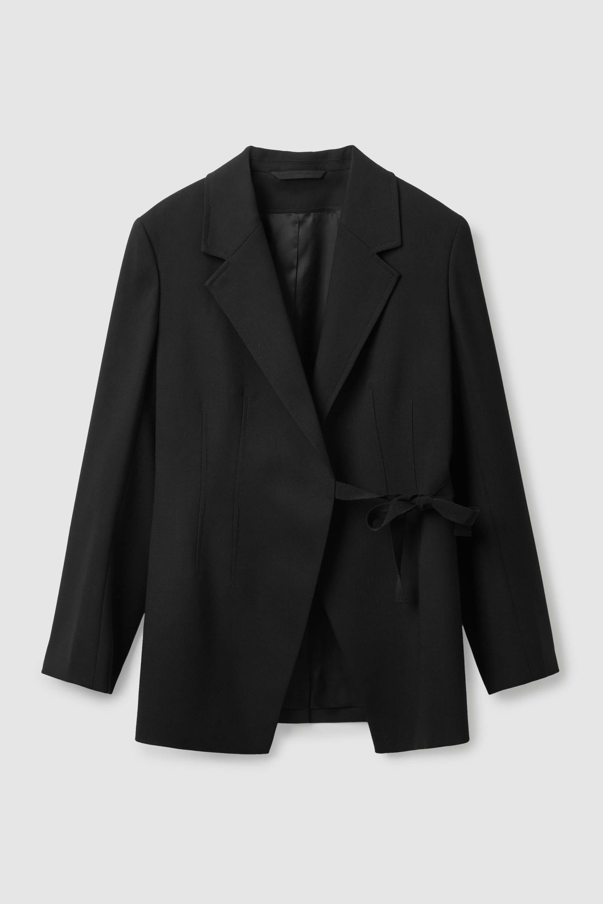 SLIM-FIT WOOL WRAP BLAZER - BLACK | COS