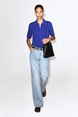 MERINO WOOL ZIP-UP POLO SHIRT — COBALT BLUE 3