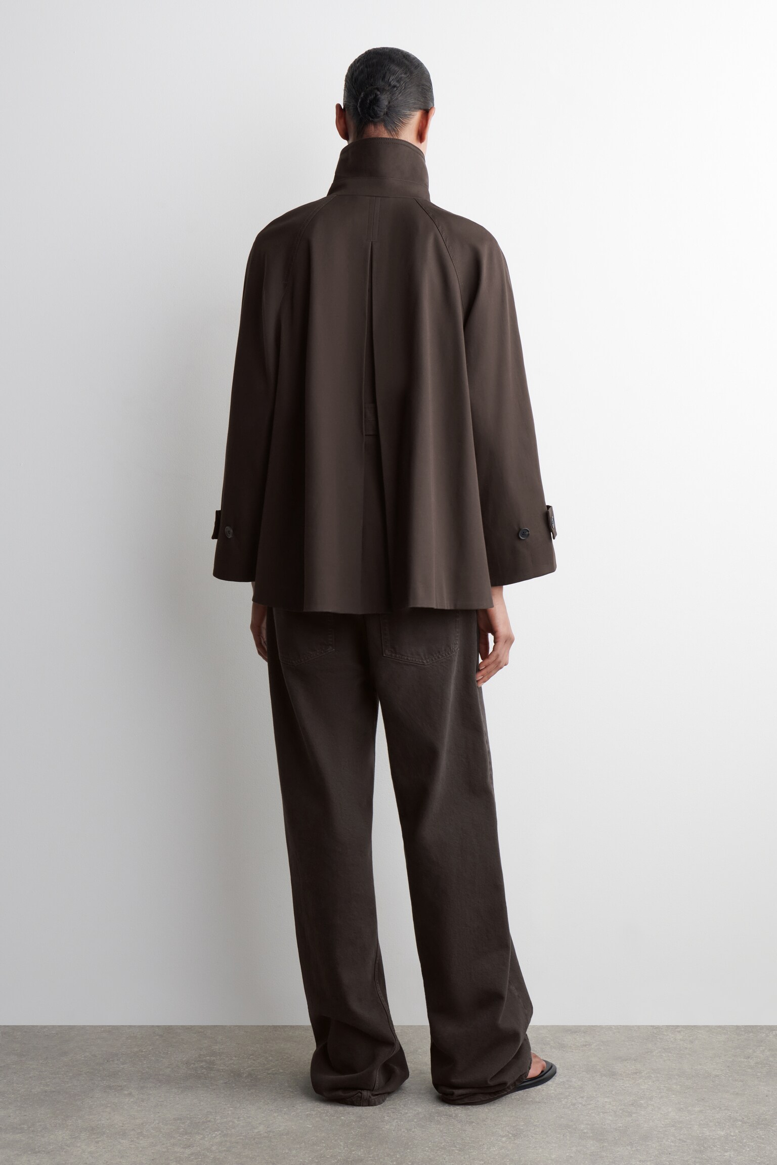 TRENCH CON TAGLIO A TRAPEZIO - MARRONE/BEIGE - 7