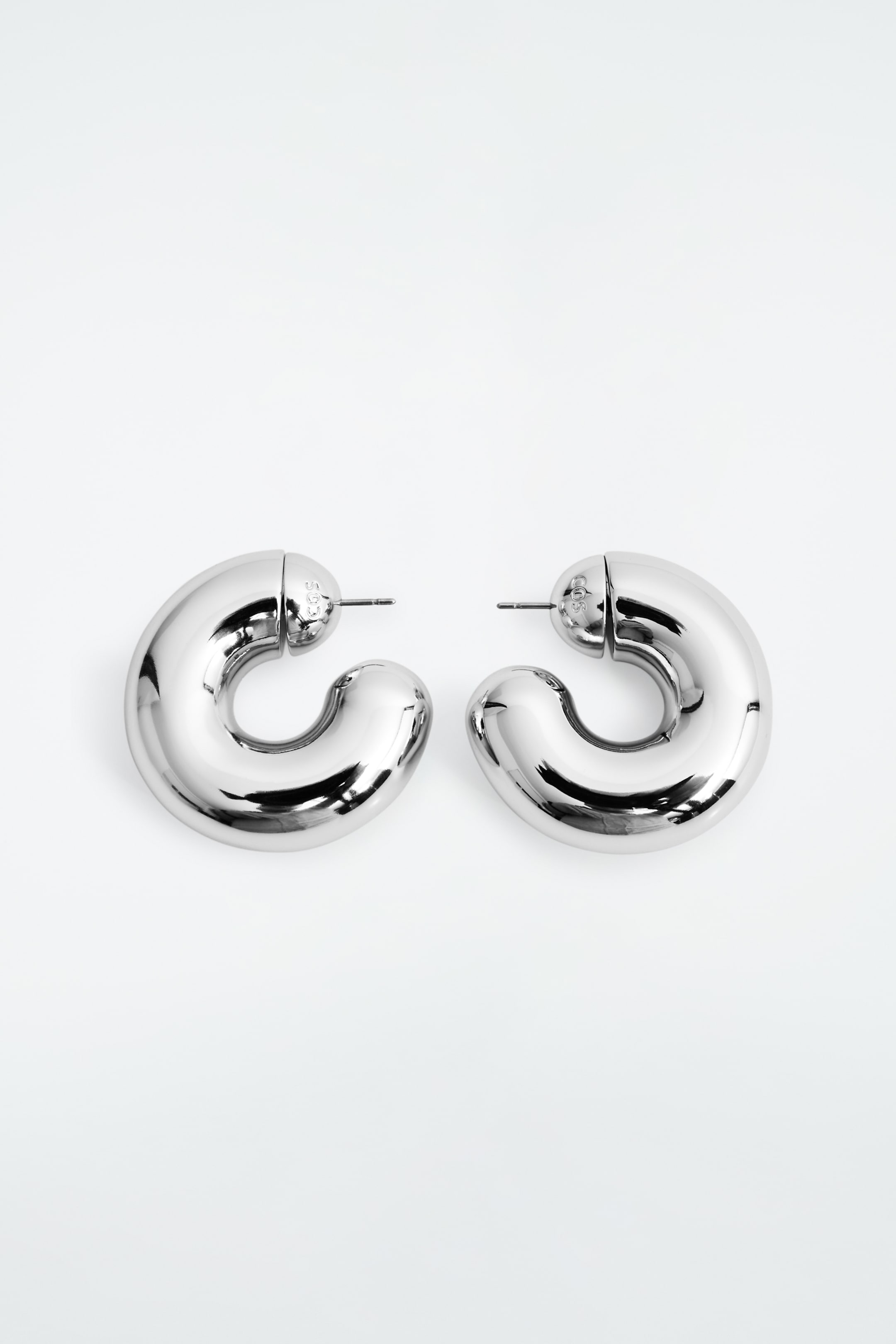 View larger image: OVERSIZED CHUNKY HOOP EARRINGS - SILVER - Ladies | H&M GB 1