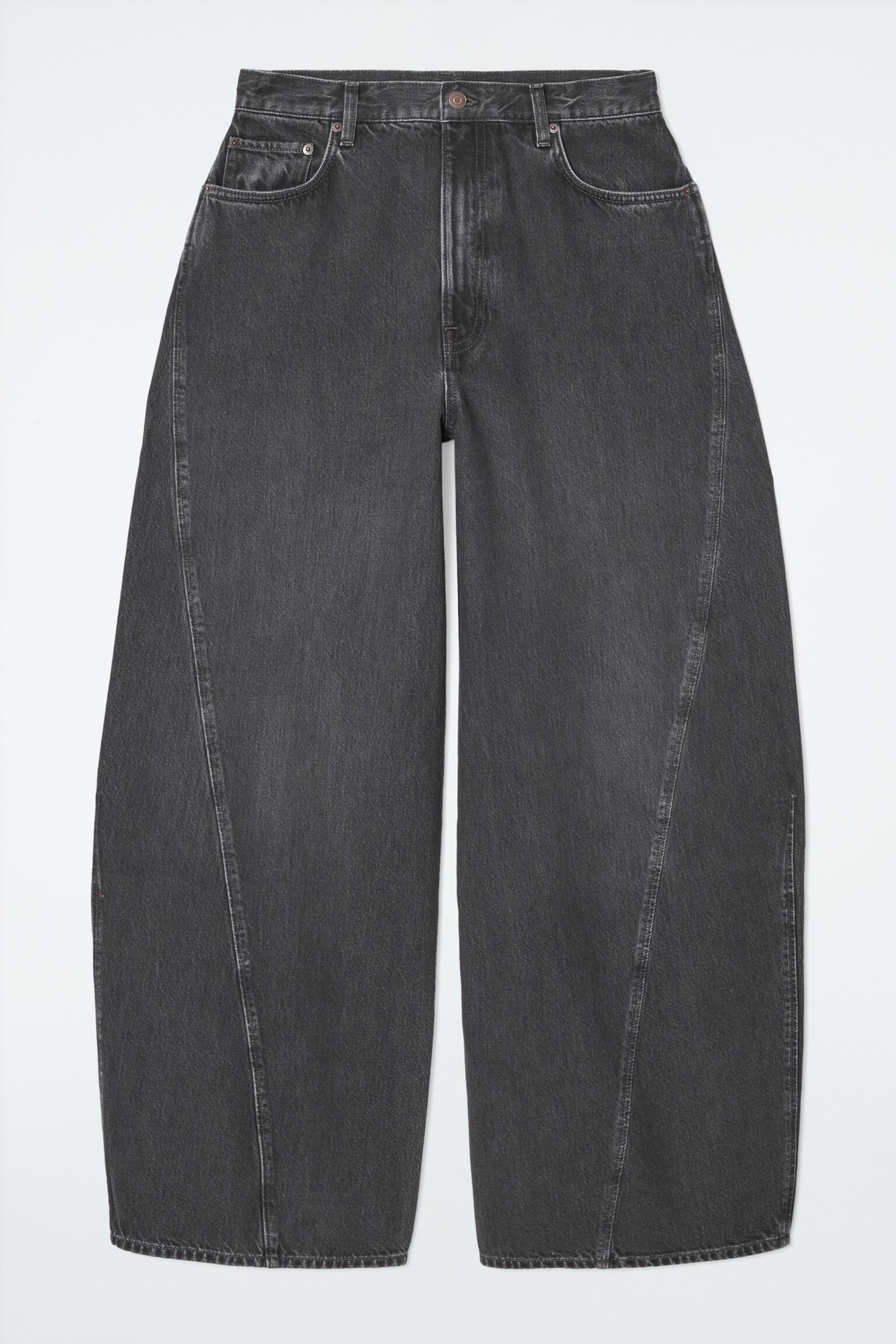 TWIST BARREL-LEG JEANS - WASHED BLACK/INDIGO