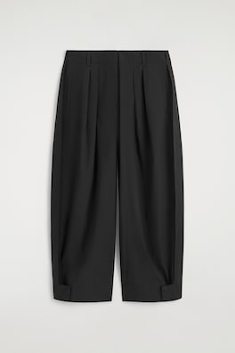 PLEATED COTTON TAPERED UTILITY PANTS — BLACK 7