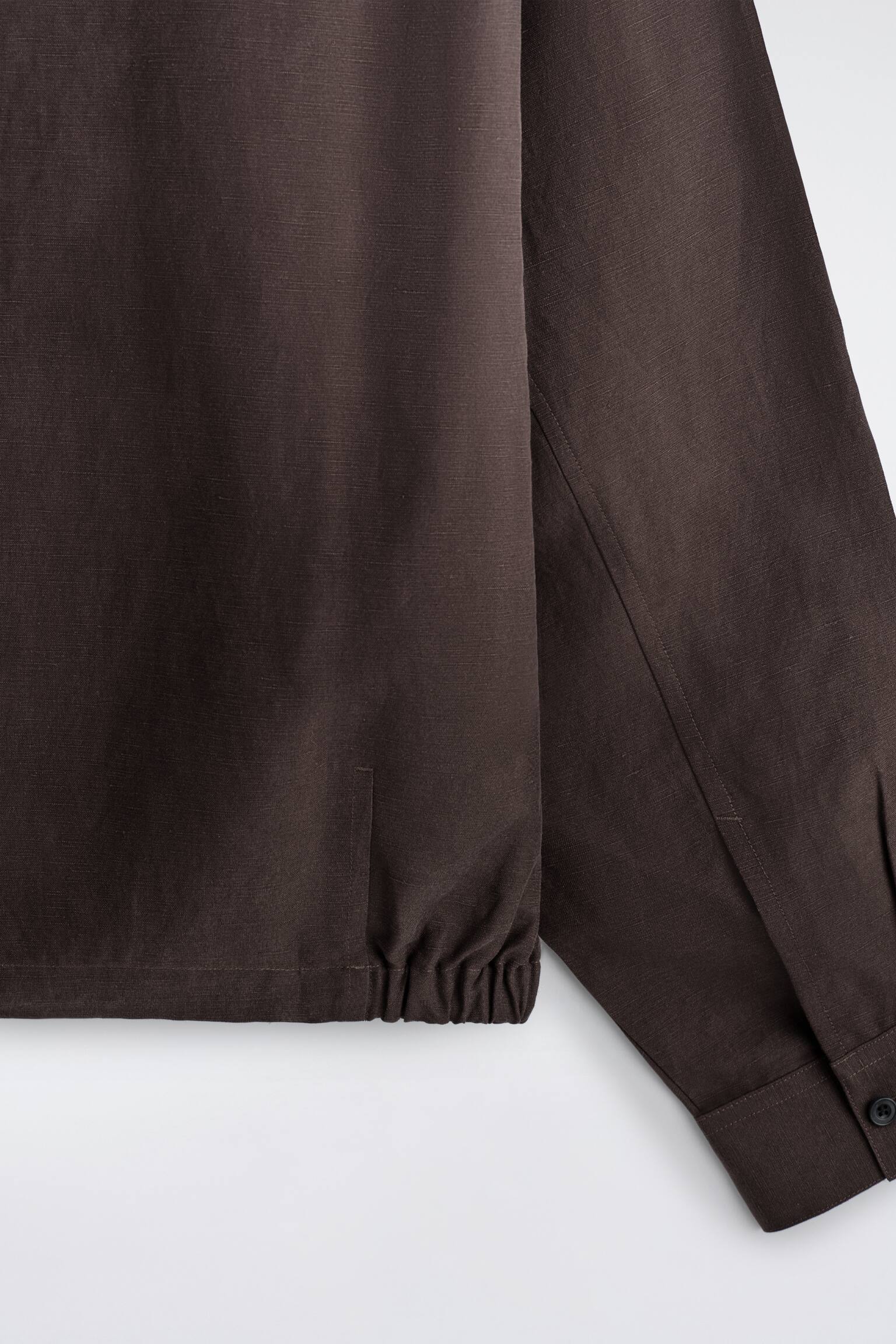 OVERSIZED LINNEN SHIRT MET OPA-KRAAG-DONKERBRUIN - 5