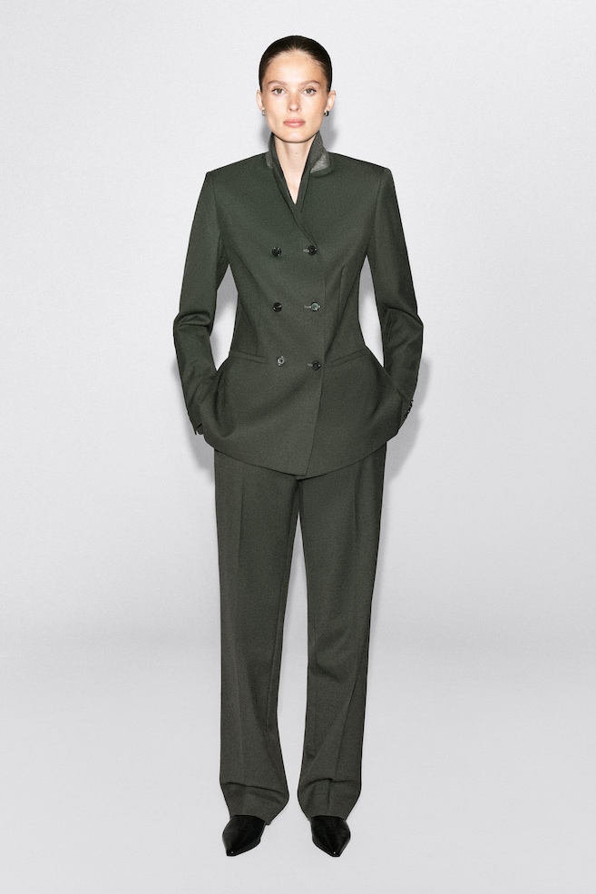 TAILORED TWILL FLARED PANTS — KHAKI
