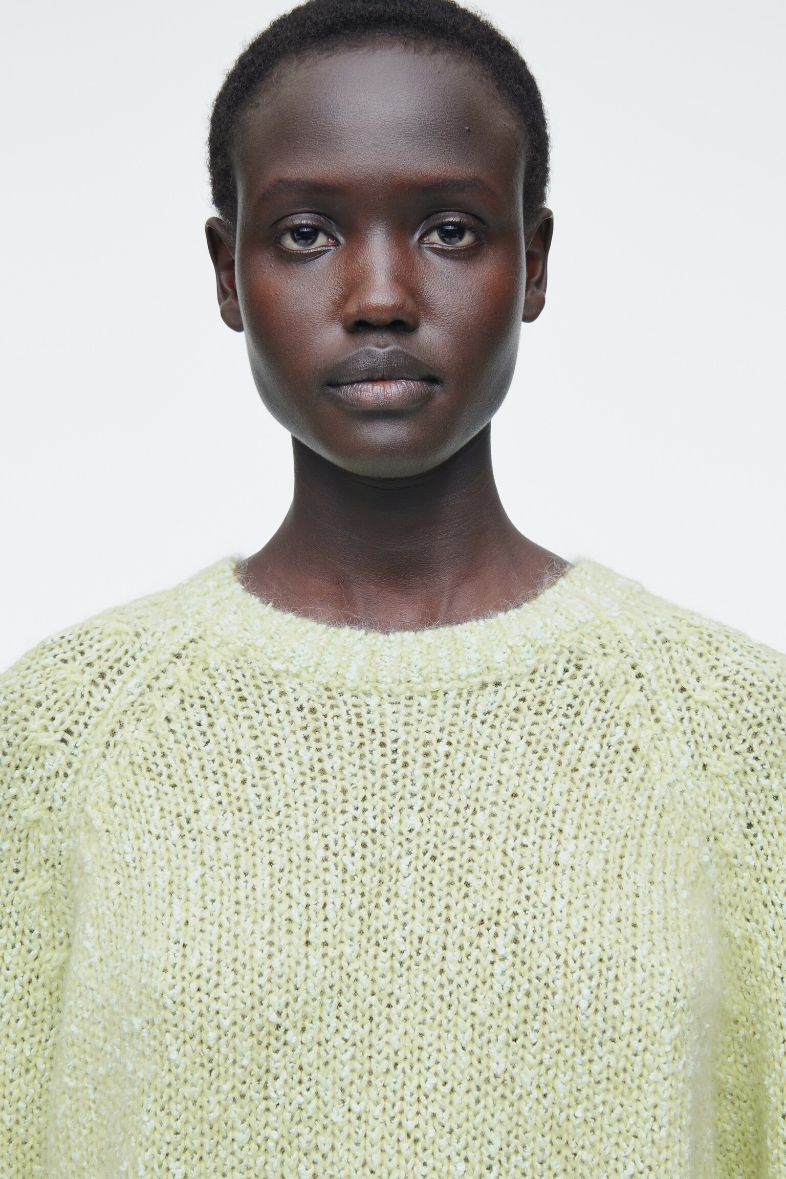 MAGLIONE IN MISTO MOHAIR SCREZIATO - VERDE MÉLANGE - 3