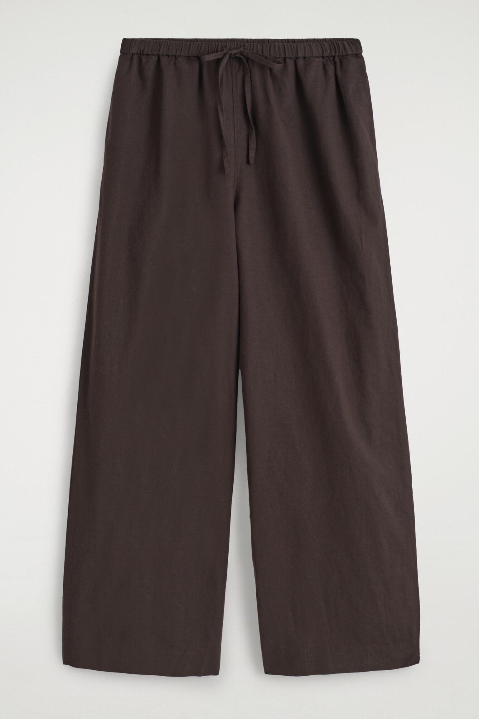 PANTALON LARGE TAILLE AJUSTABLE EN LIN - BRUN FONCÉ/ROSE - 2