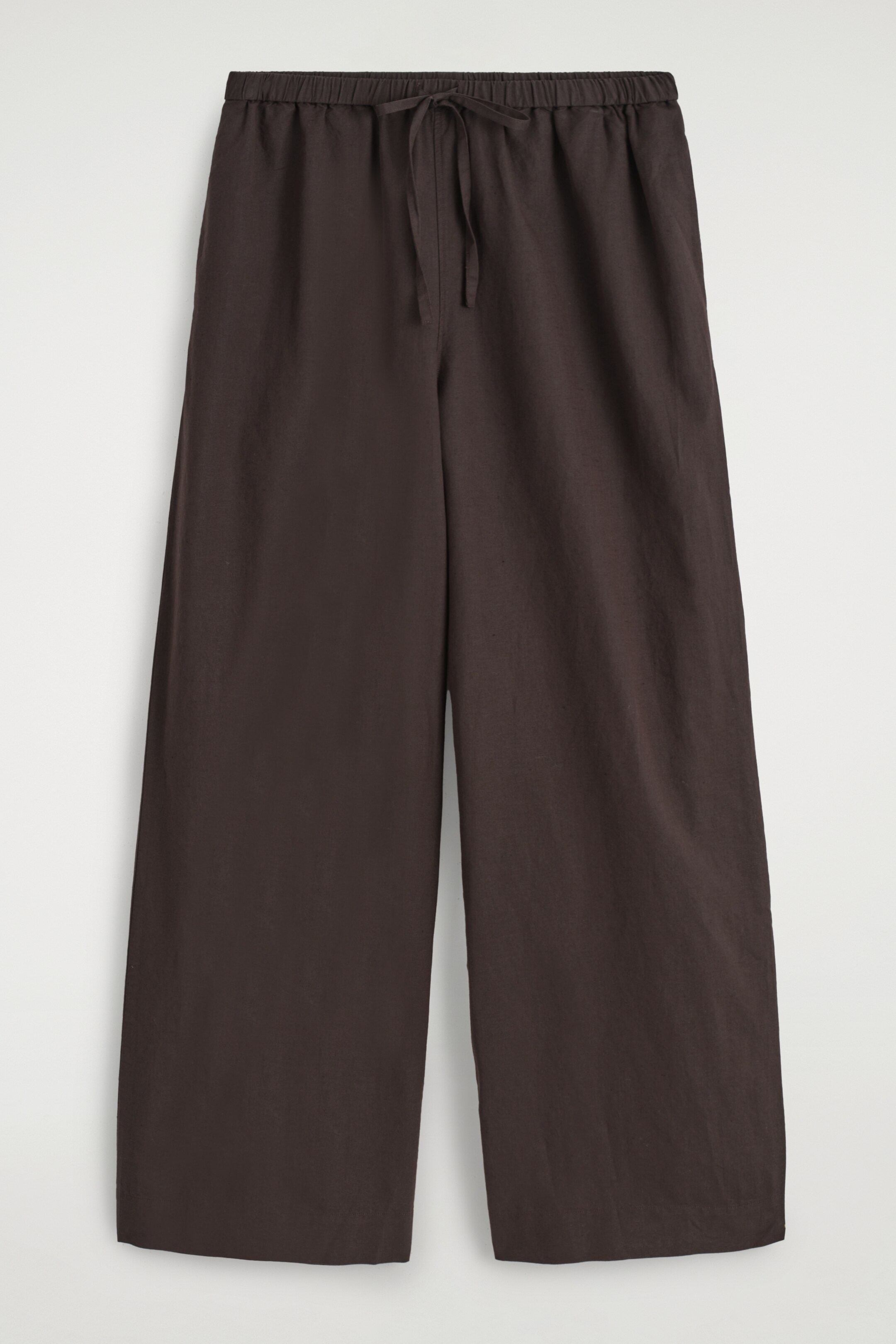 Agrandir l'image: PANTALON LARGE TAILLE AJUSTABLE EN LIN - BRUN FONCÉ - FEMME | H&M BE 4
