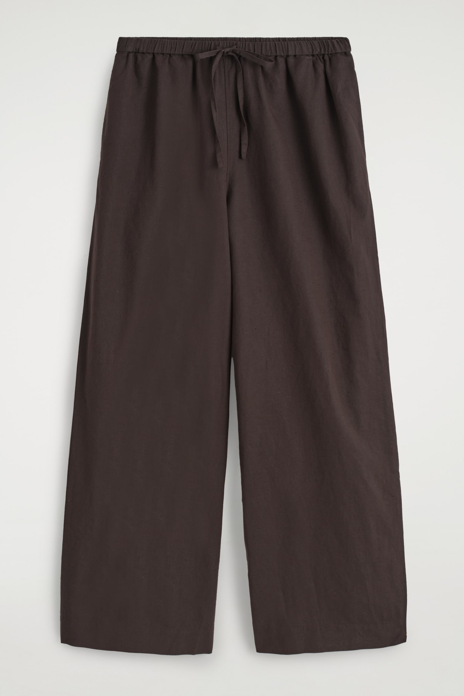 PANTALON LARGE TAILLE AJUSTABLE EN LIN - BRUN FONCÉ/ROSE - 2