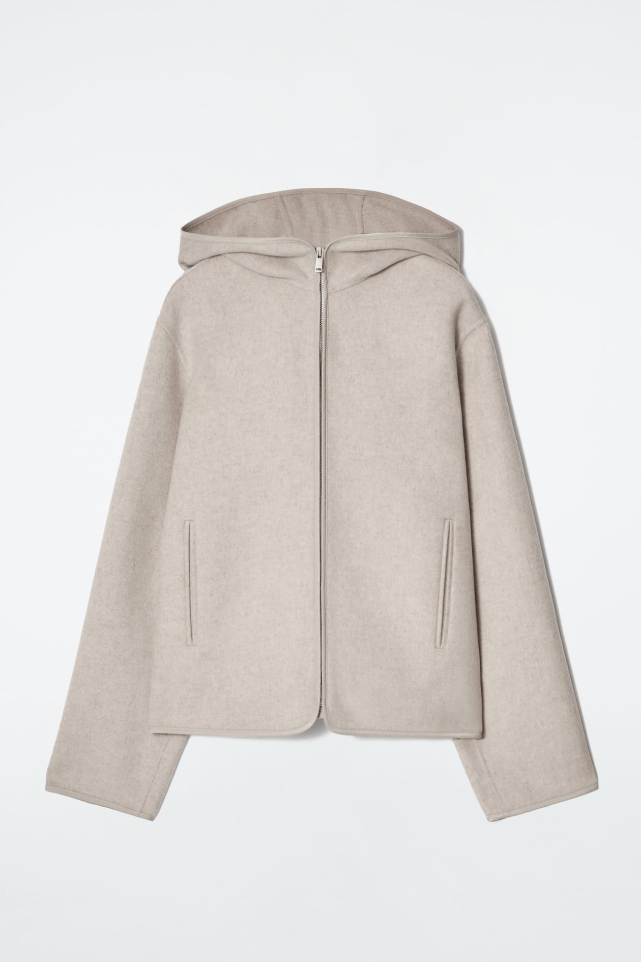 HOODED DOUBLE-FACED WOOL JACKET - LIGHT BEIGE | COS US