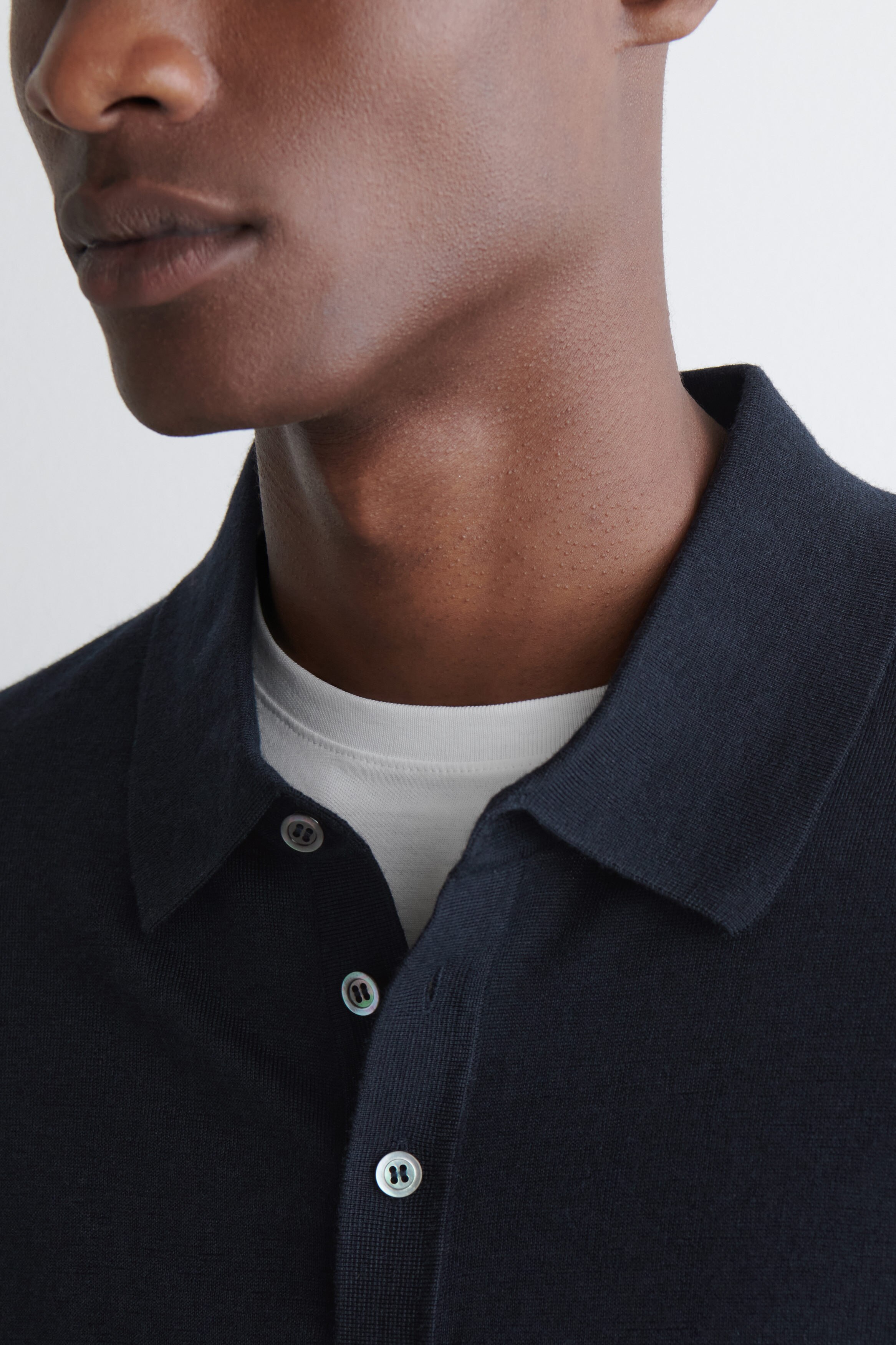 SLIM MERINO WOOL POLO SHIRT - NAVY | COS US