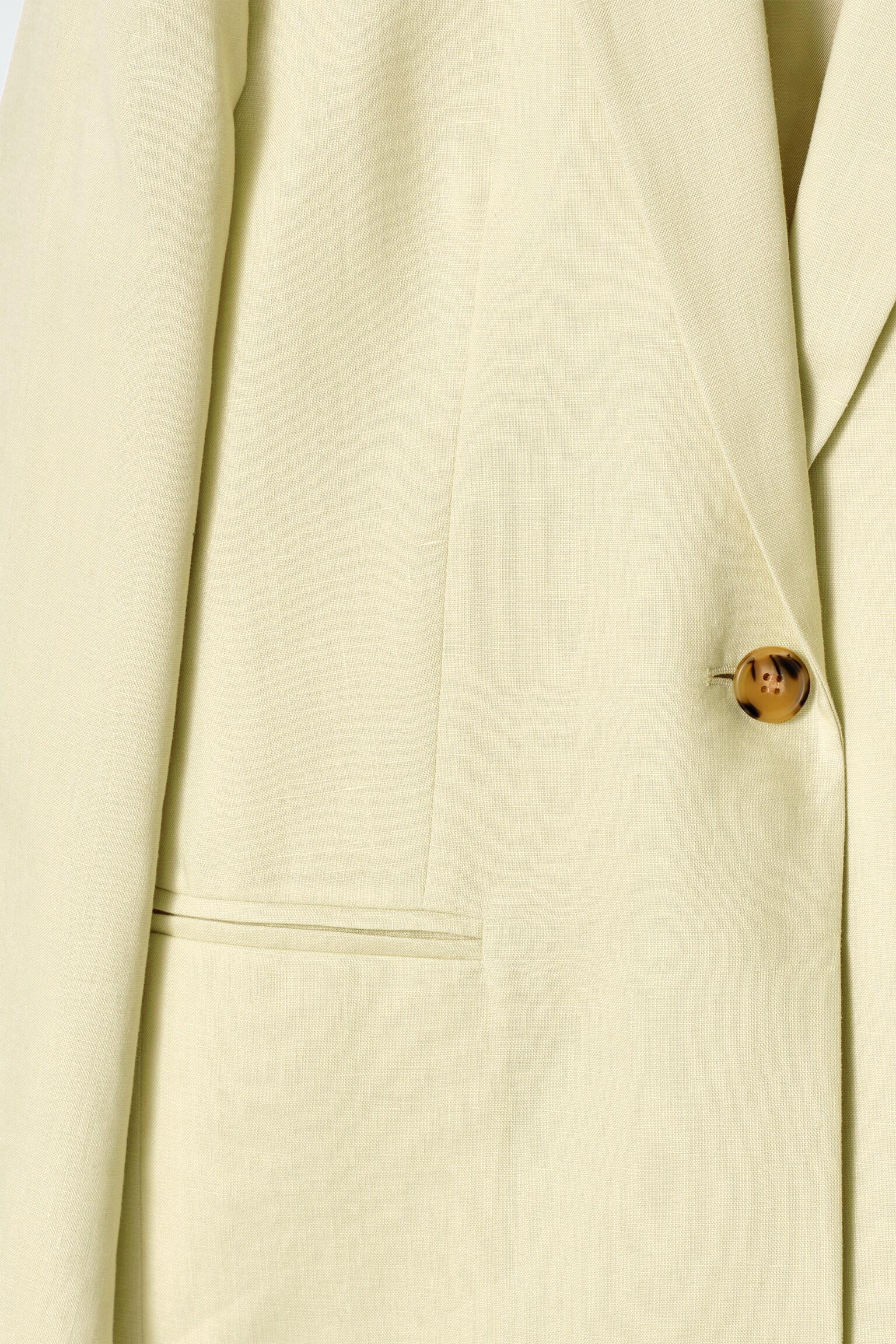 BLAZER LONG REGULAR EN LIN MÉLANGÉ - JAUNE BEURRE - 3