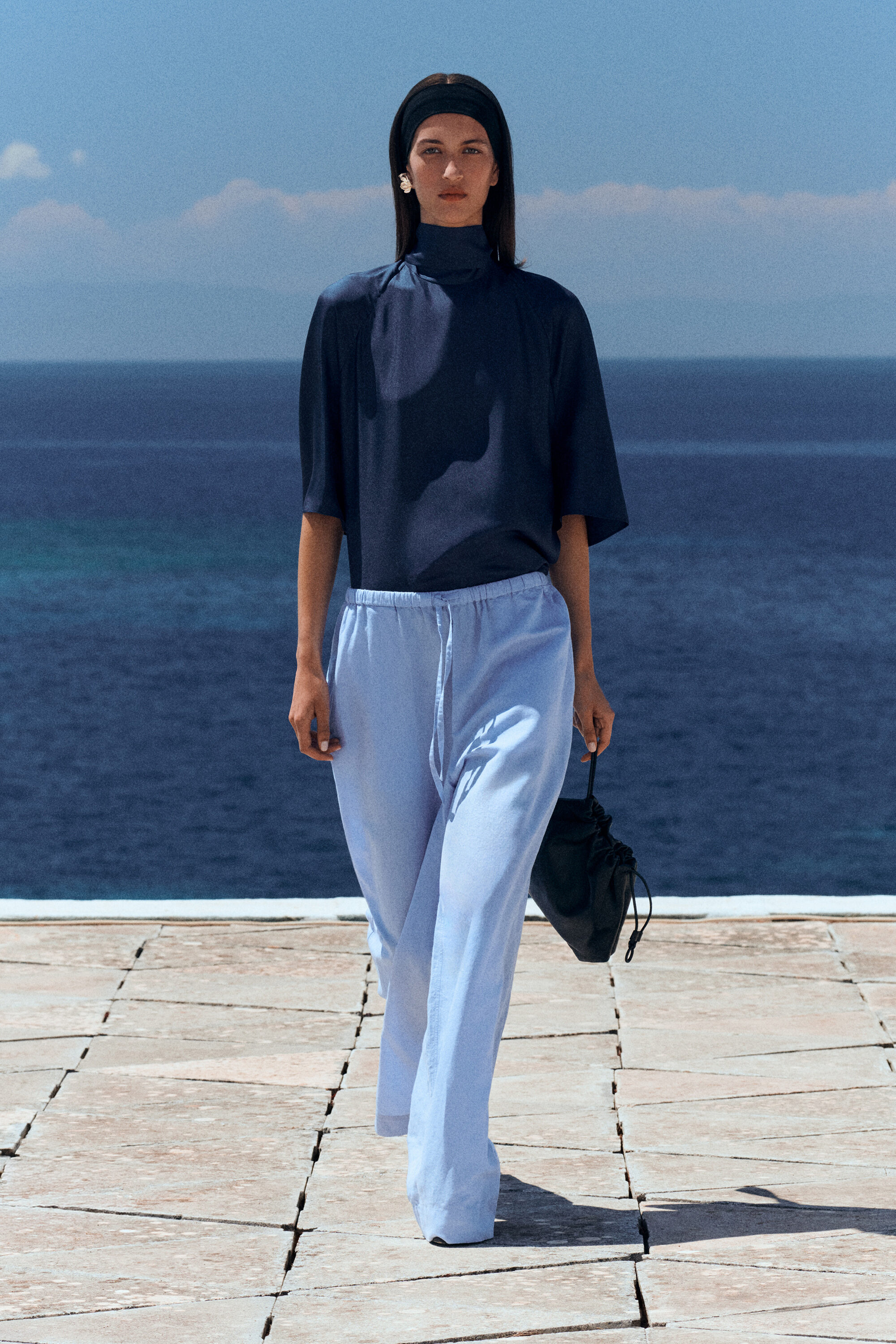 WIDE-LEG LINEN DRAWSTRING PANTS - LIGHT BLUE | COS US