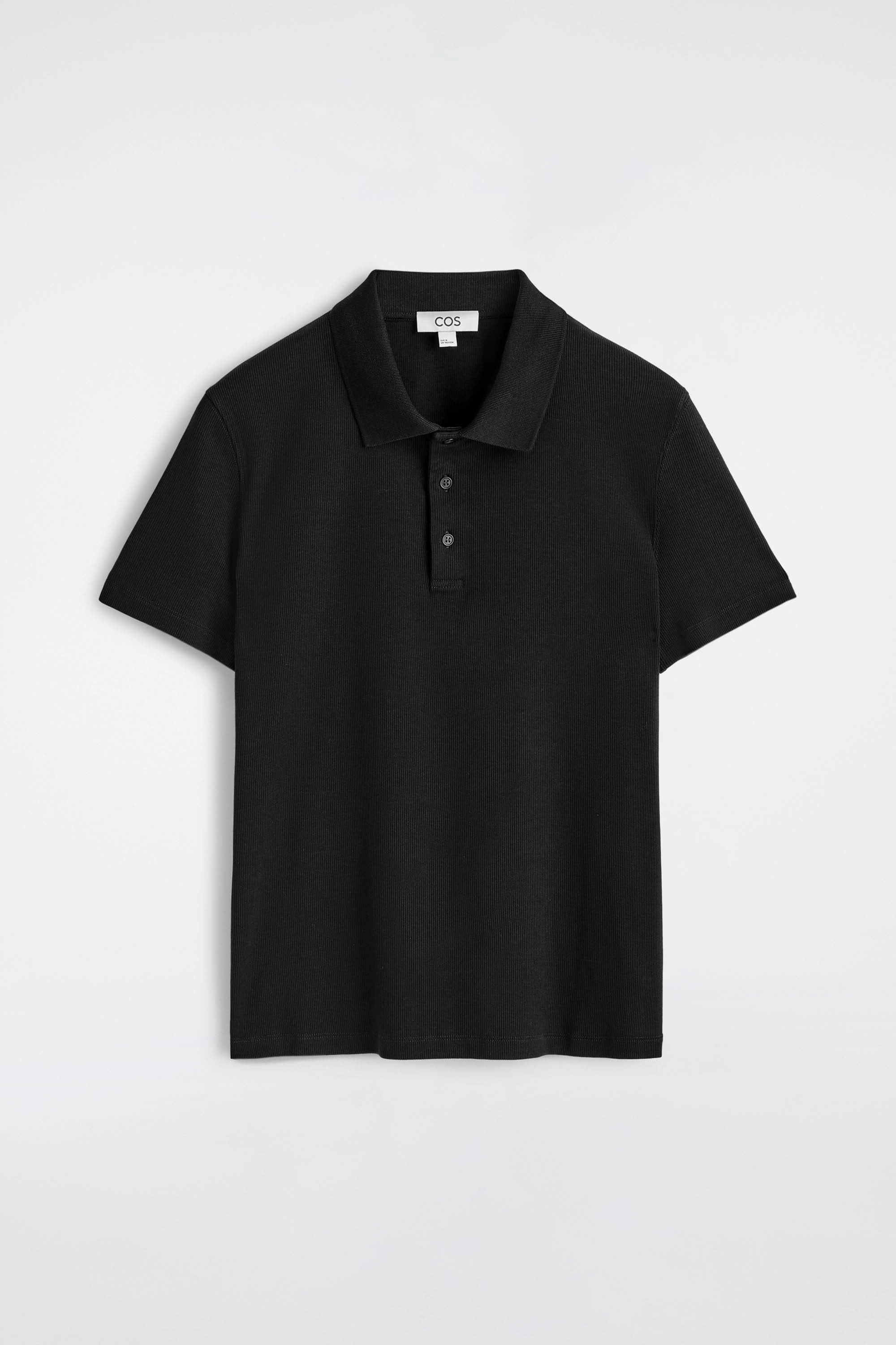 SLIM RIBBED COTTON POLO SHIRT - BLACK | COS US