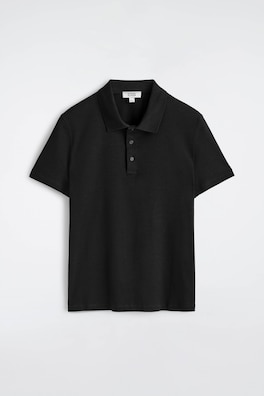 SLIM RIBBED COTTON POLO SHIRT — BLACK 7