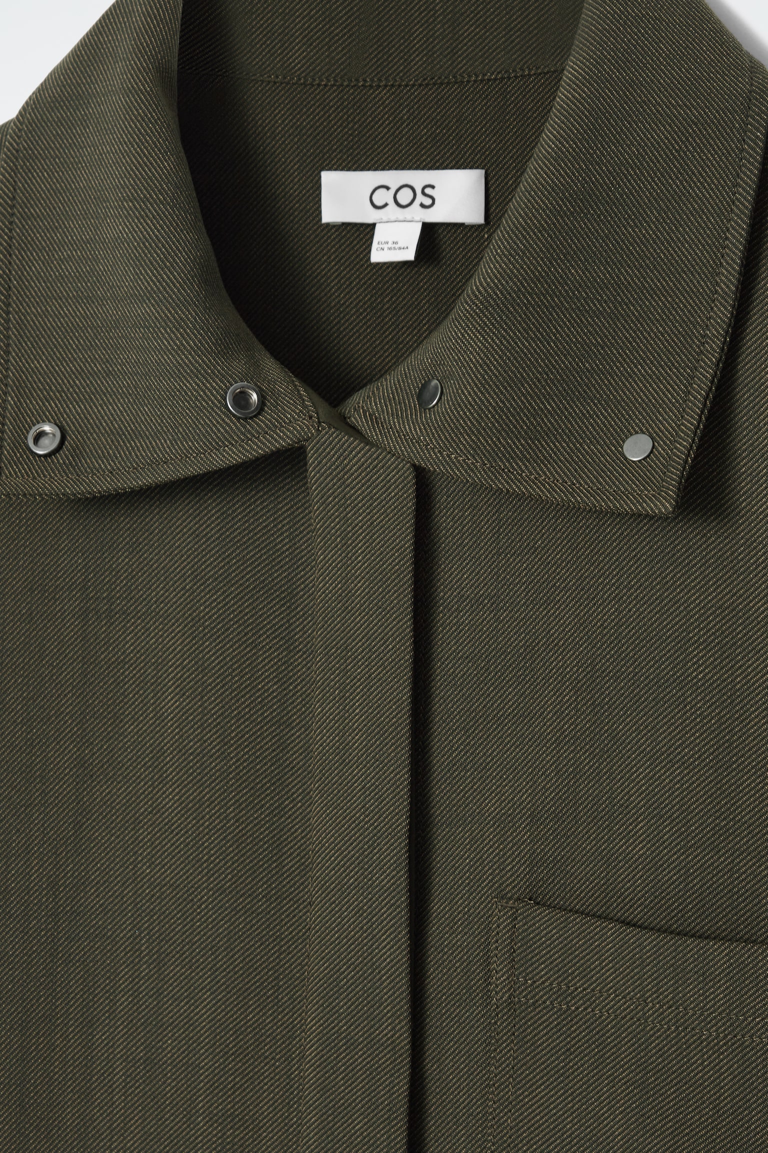 שמלת חולצה רחבה מתערובת צמר - חאקי מלנג' - 3