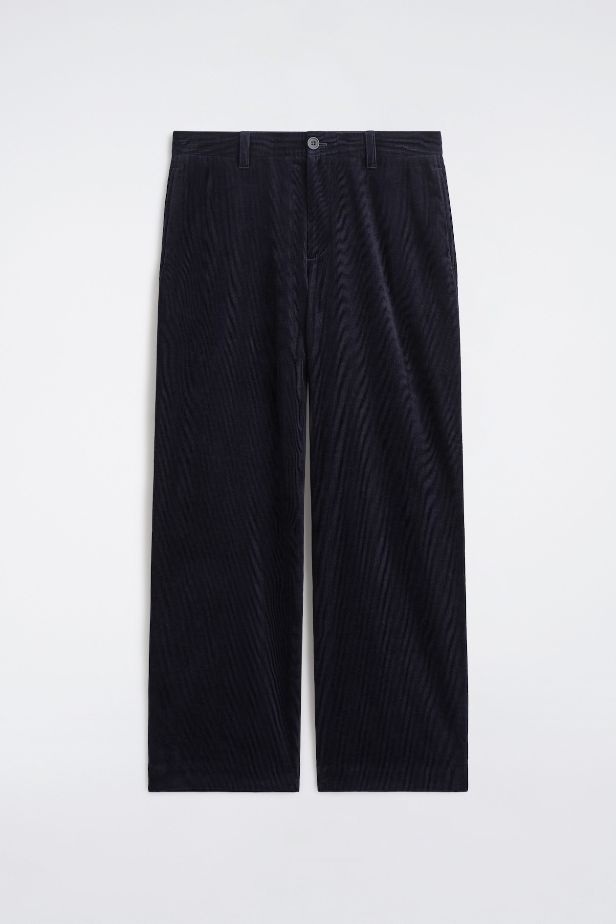 CORDUROY RELAXED-FIT WIDE-LEG TROUSERS — NAVY