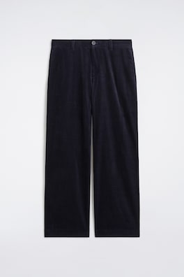 CORDUROY RELAXED-FIT WIDE-LEG TROUSERS — NAVY 2