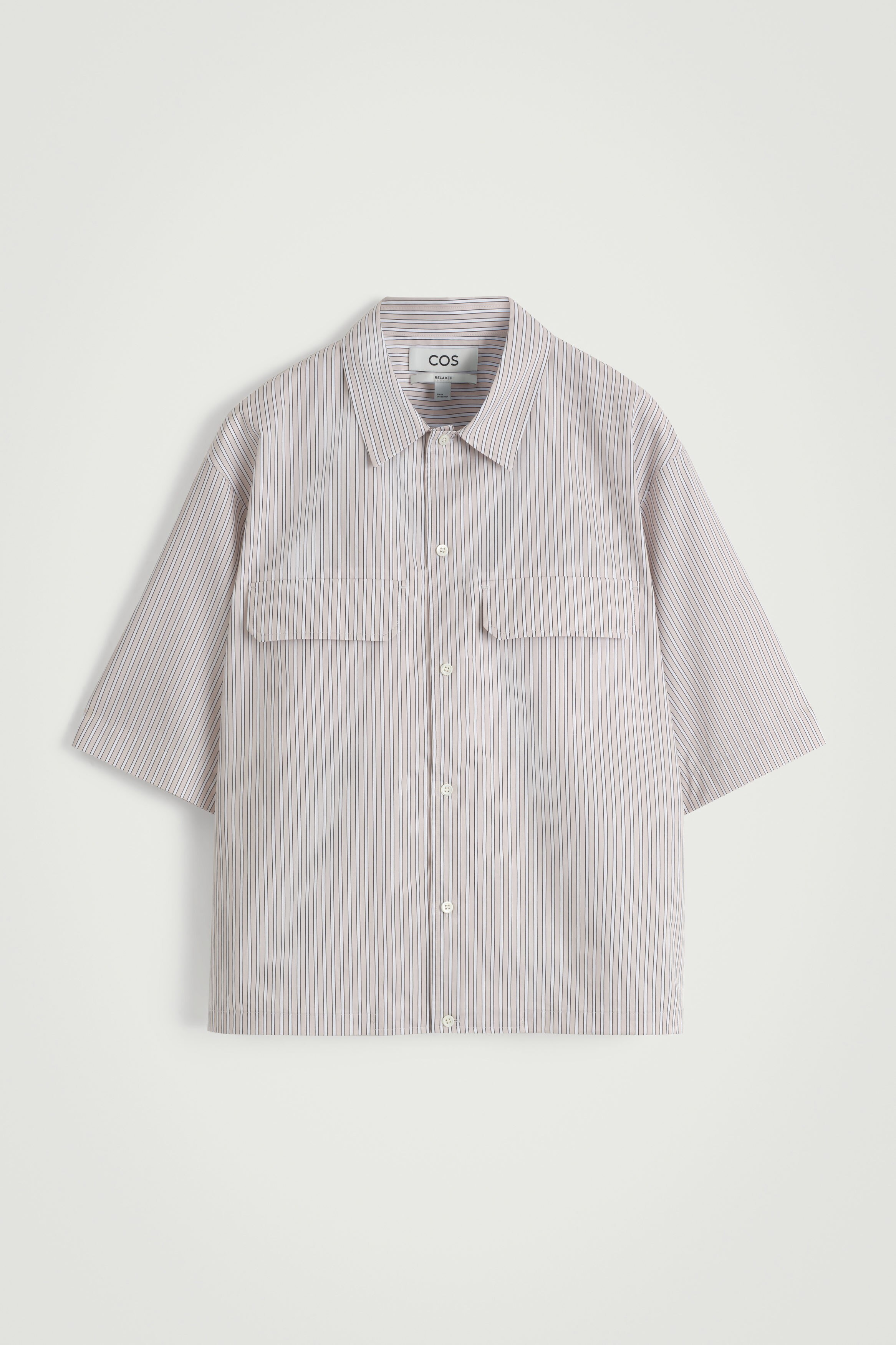 commons&sense man ISSUE23 RELAXED FLAP-POCKET UTILITY SHIRT - MOLE / PINK / STRIPED | COS