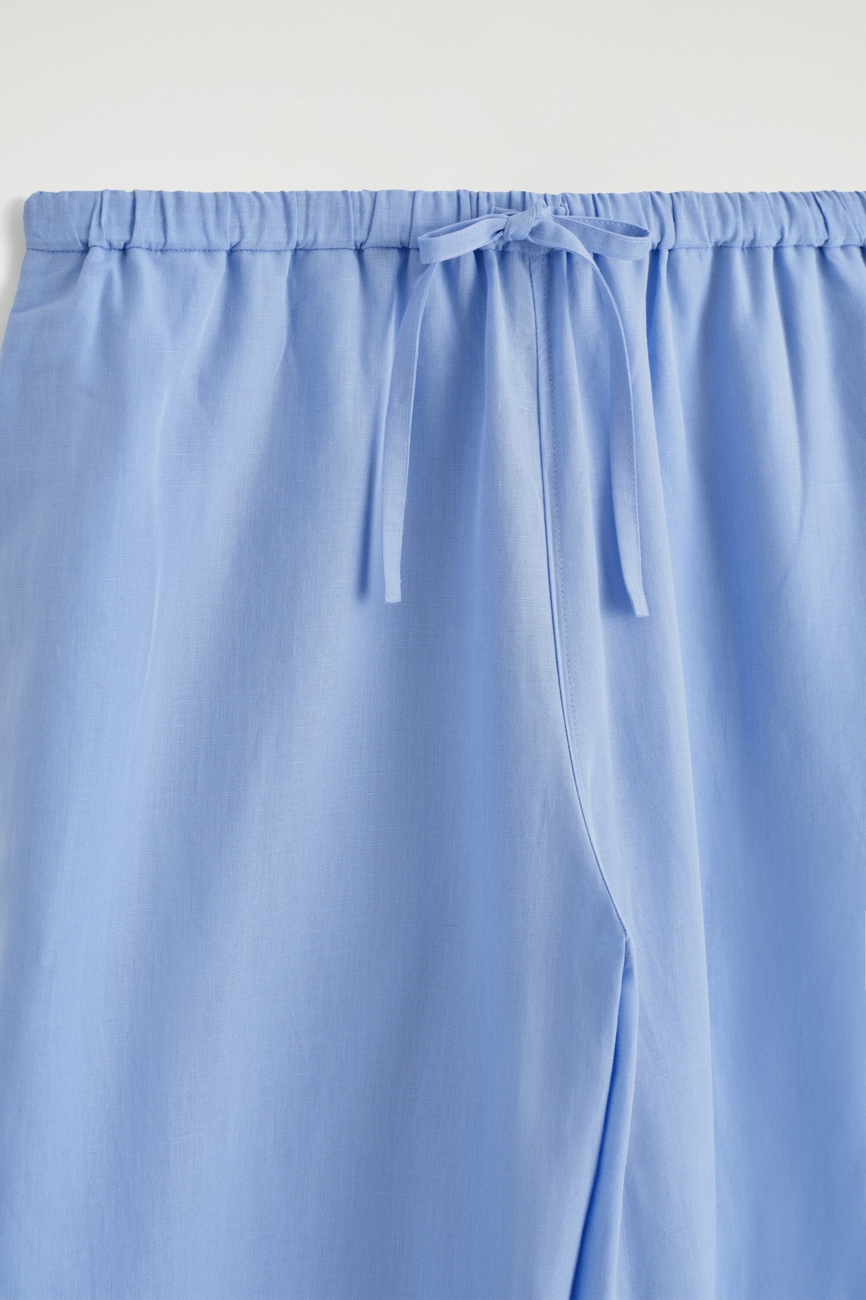 WIDE-LEG LINEN DRAWSTRING PANTS — LIGHT BLUE