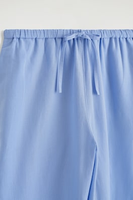 WIDE-LEG LINEN DRAWSTRING PANTS — LIGHT BLUE 5