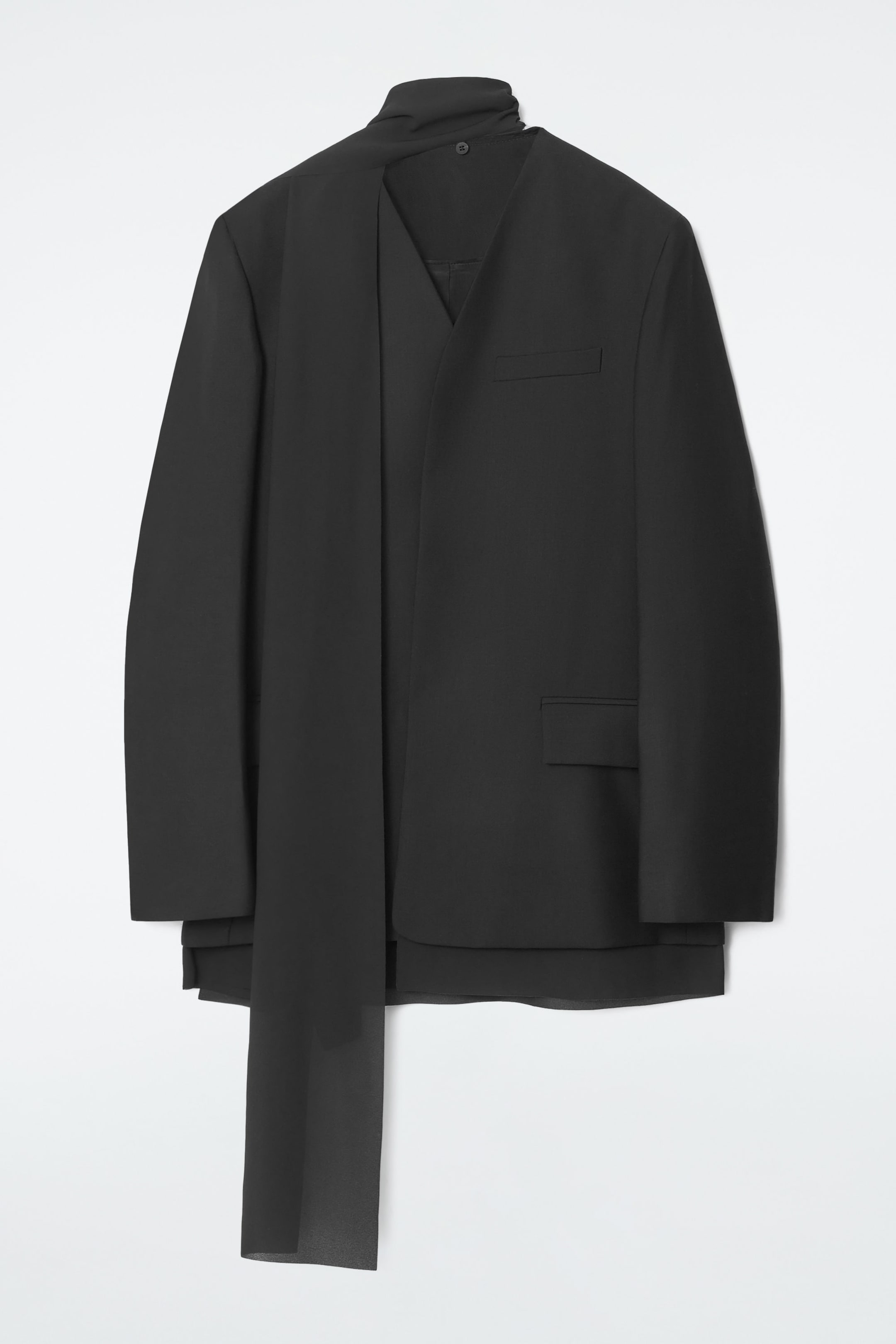 SCARF-DETAIL WOOL BLAZER