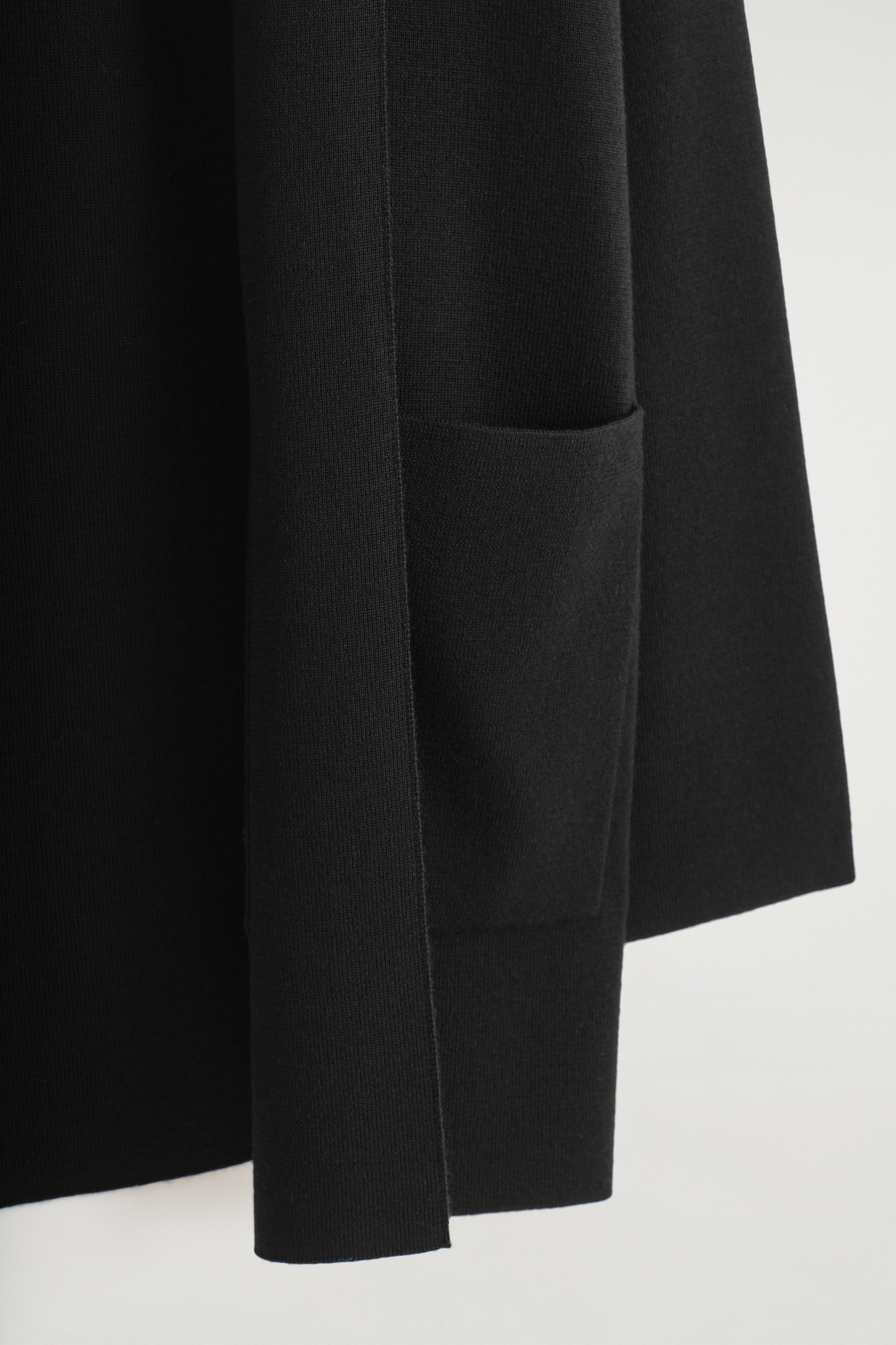 DRAPED-COLLAR MERINO WOOL CARDIGAN - BLACK - 5