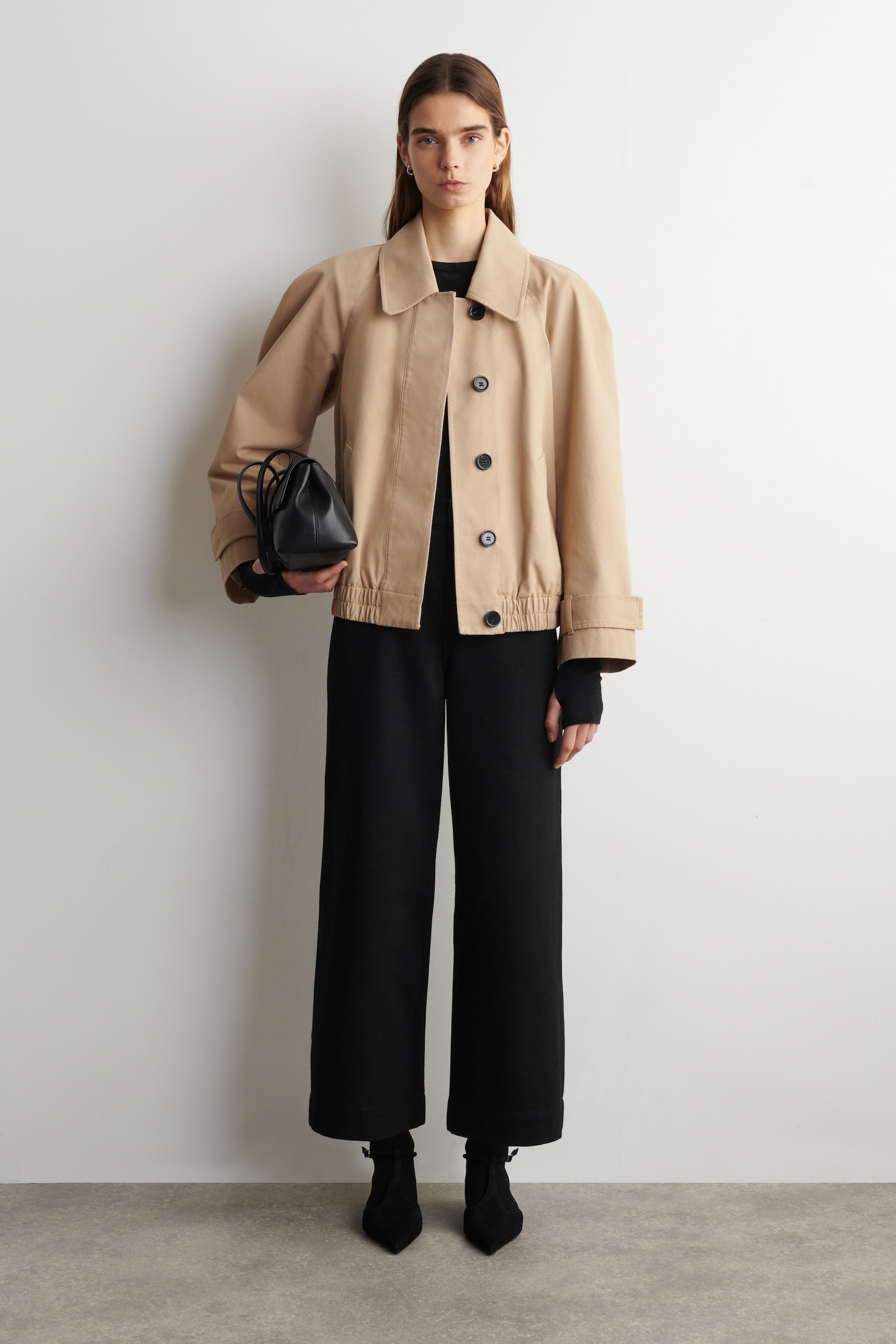 PANTALON COURT LARGE EN DENIM - NOIR - 1