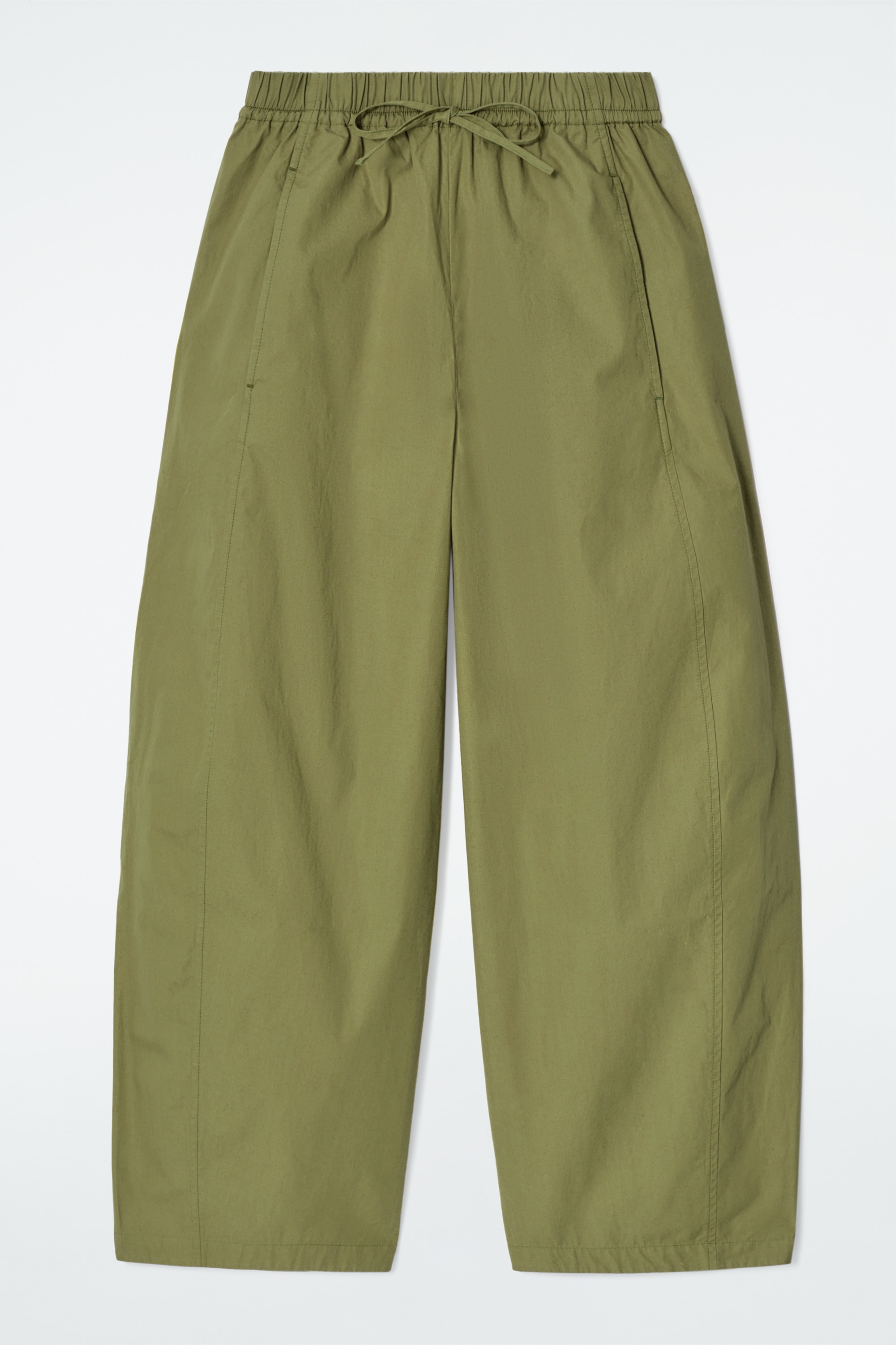 ELASTICATED BARREL-LEG TROUSERS - KHAKI/NAVY