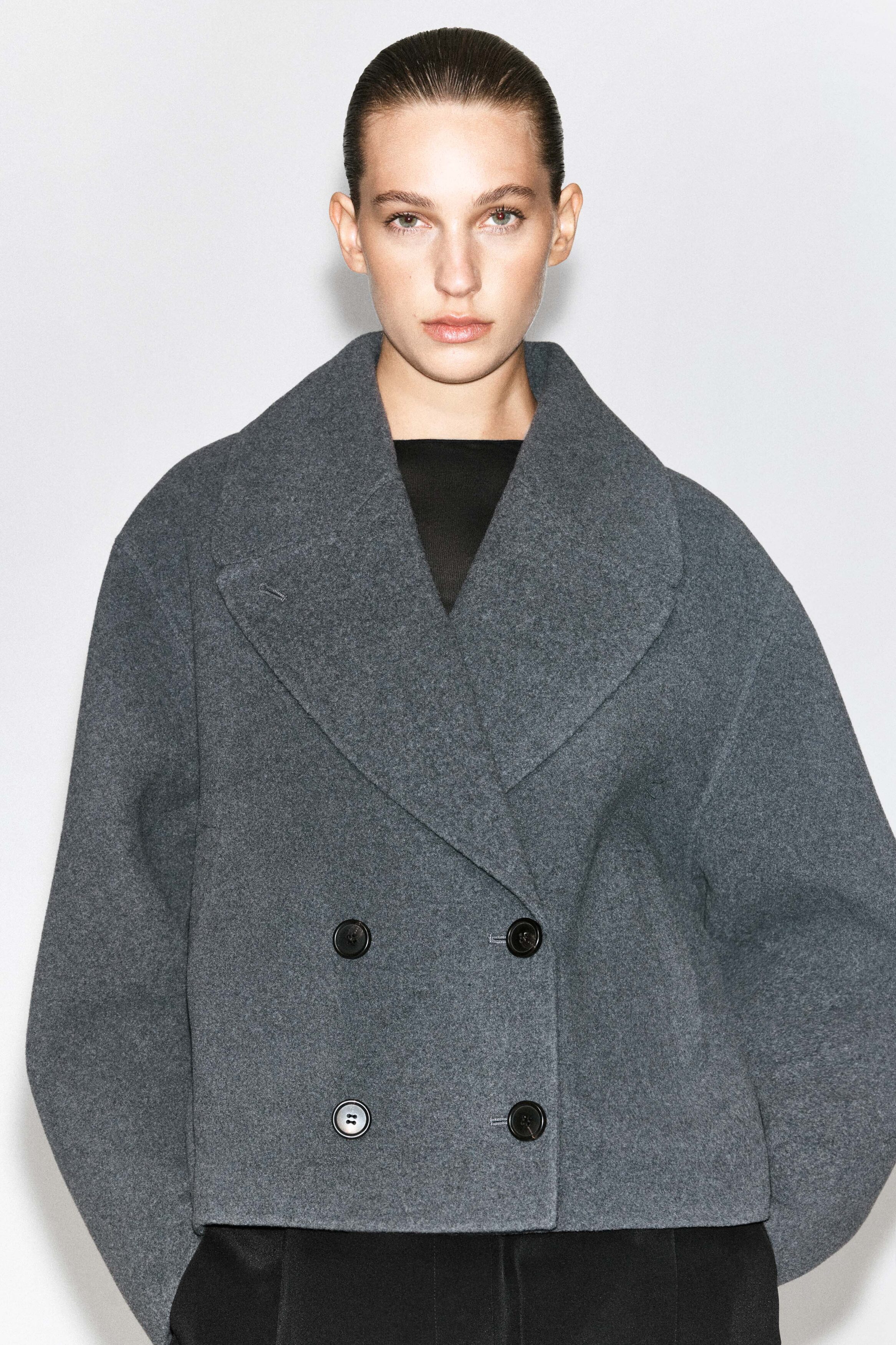 OVERSIZED DOUBLE-FACED WOOL JACKET - GRAY MÉLANGE | COS US